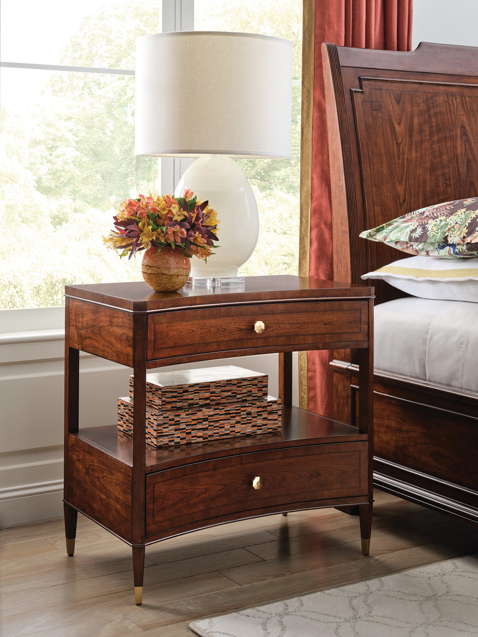 American Drew Addison Julian Two Drawer Nightstand in Walnut