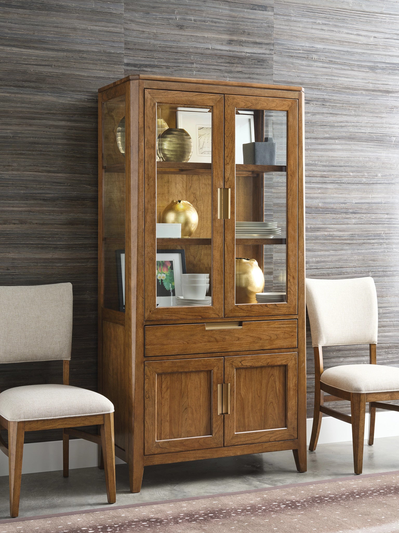 Kincaid Furniture Aspire Summit Display Cabinet in Aspire Cherry/Champagne
