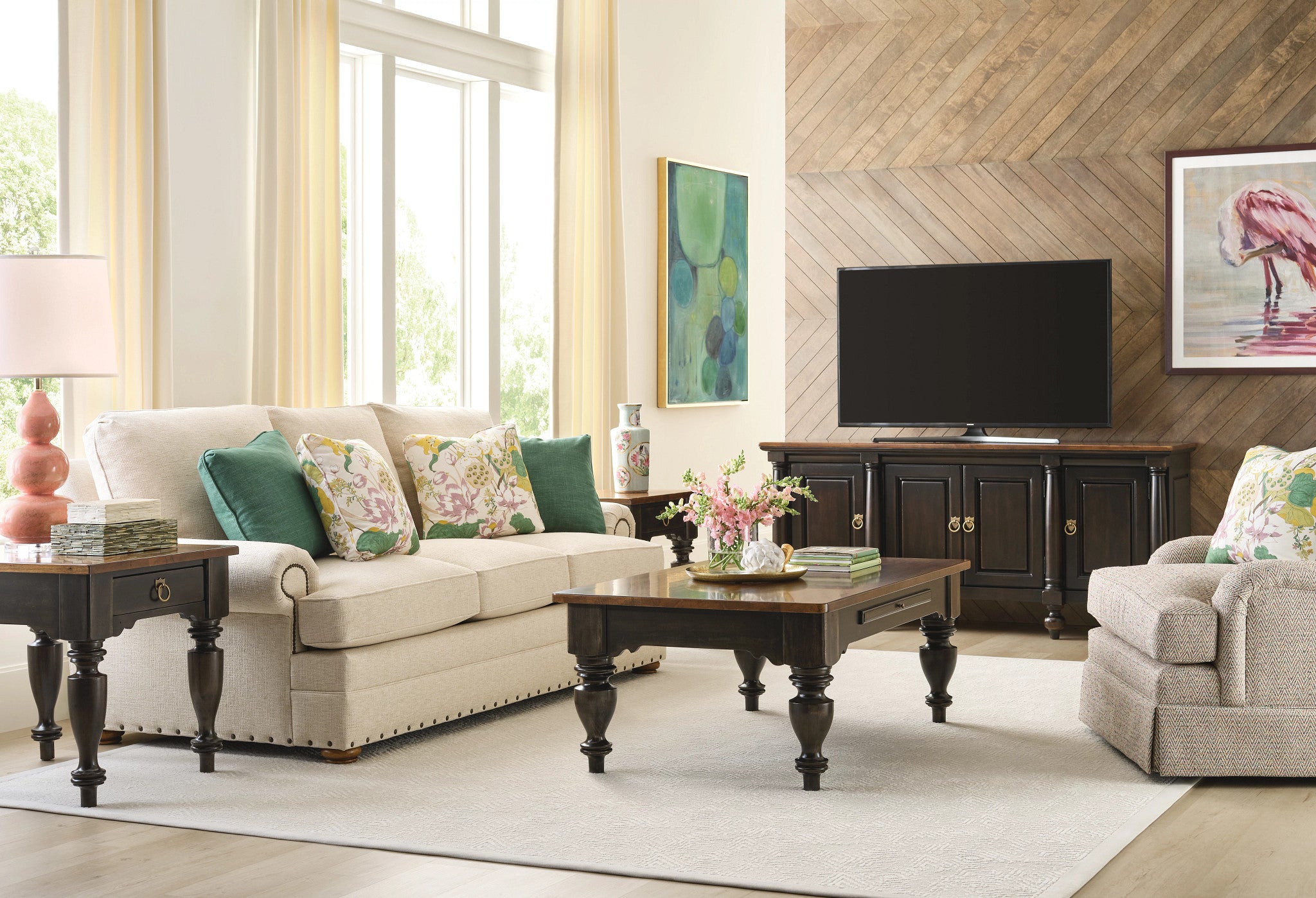Kincaid Furniture Bridgetown Harrison Console in Heritage Maple/Bridgetown Black