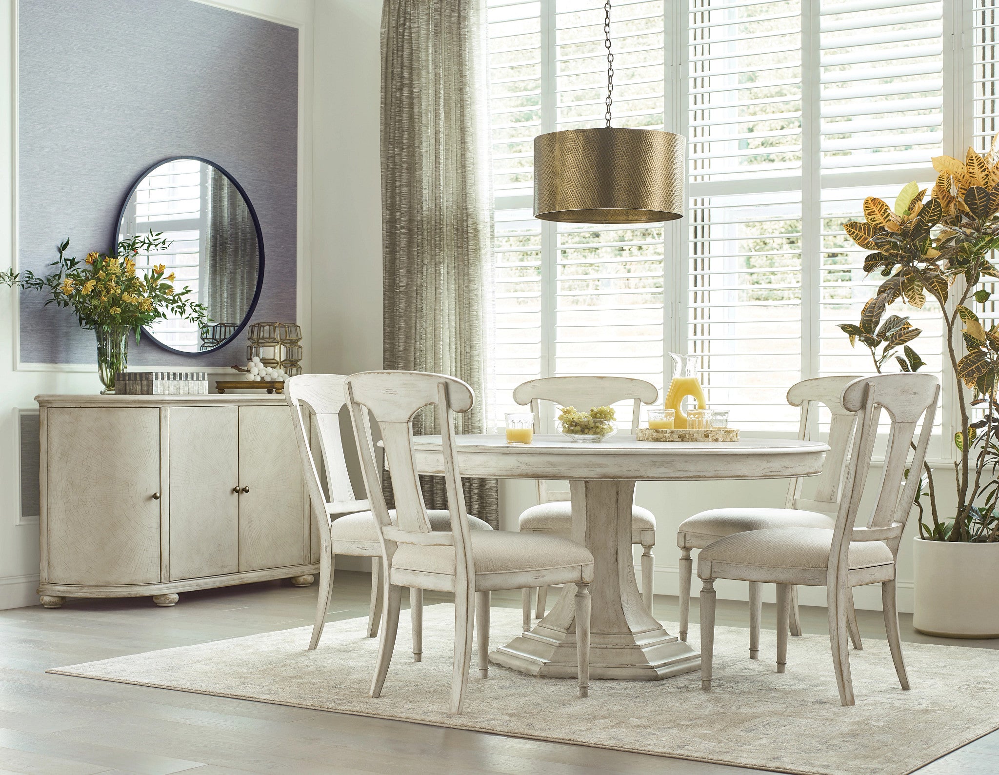American Drew Cambric Civette Round Dining Table in Crème