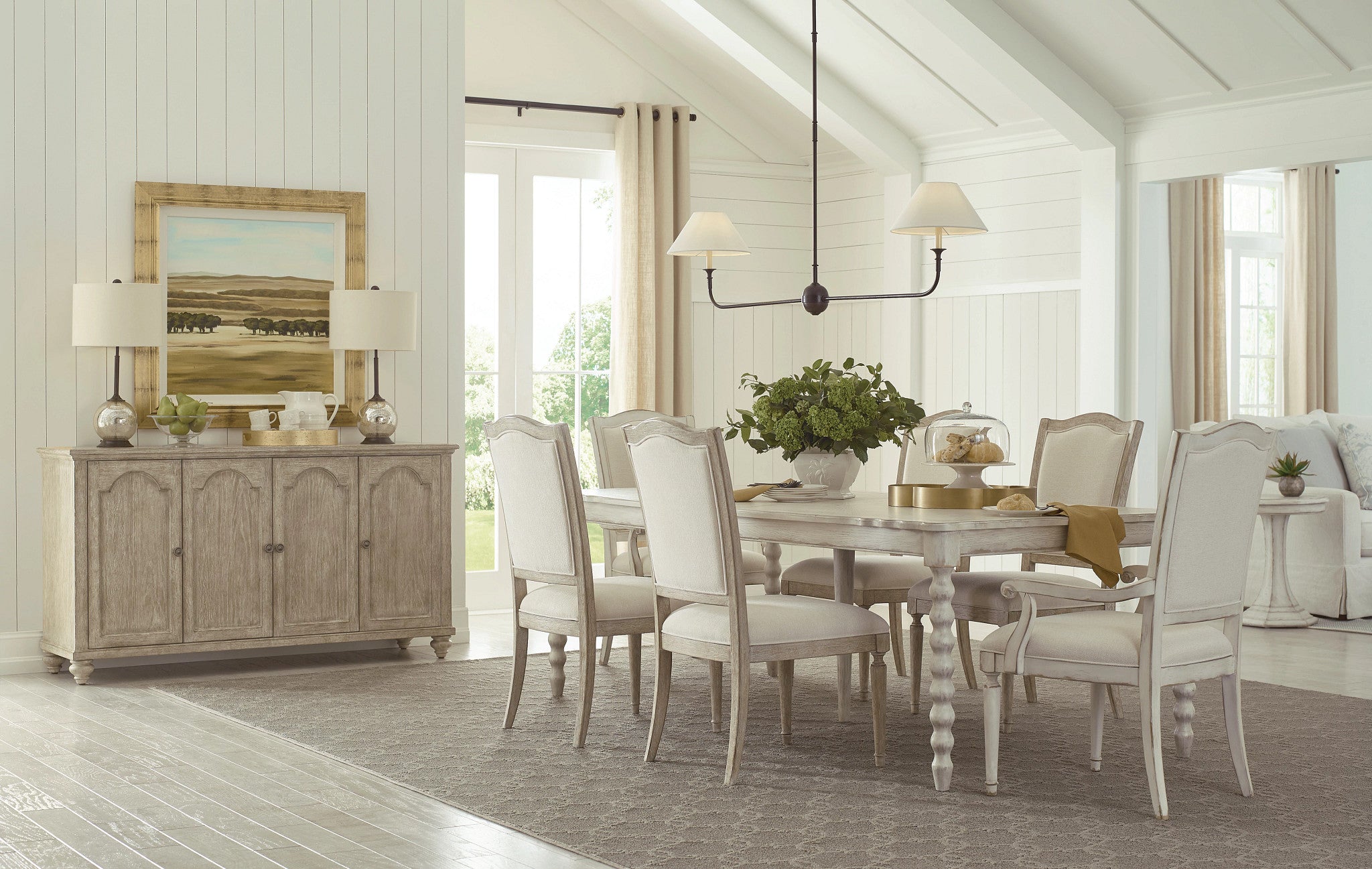 American Drew Cambric Bastiste Rectangular Dining Table in Crème