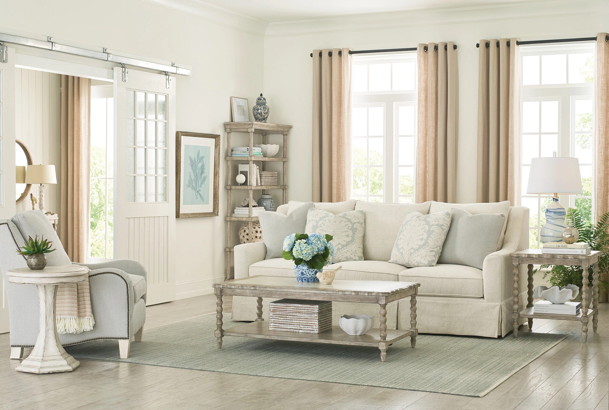 American Drew Cambric Batiste Rectangular Coffee Table in Breve
