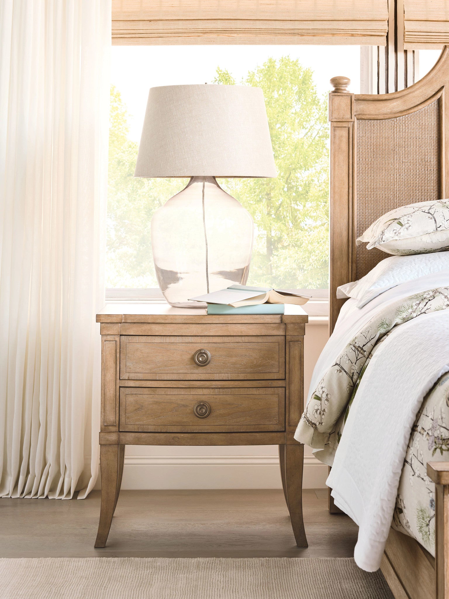 American Drew Chastain Two Drawer Nightstand in Caramel