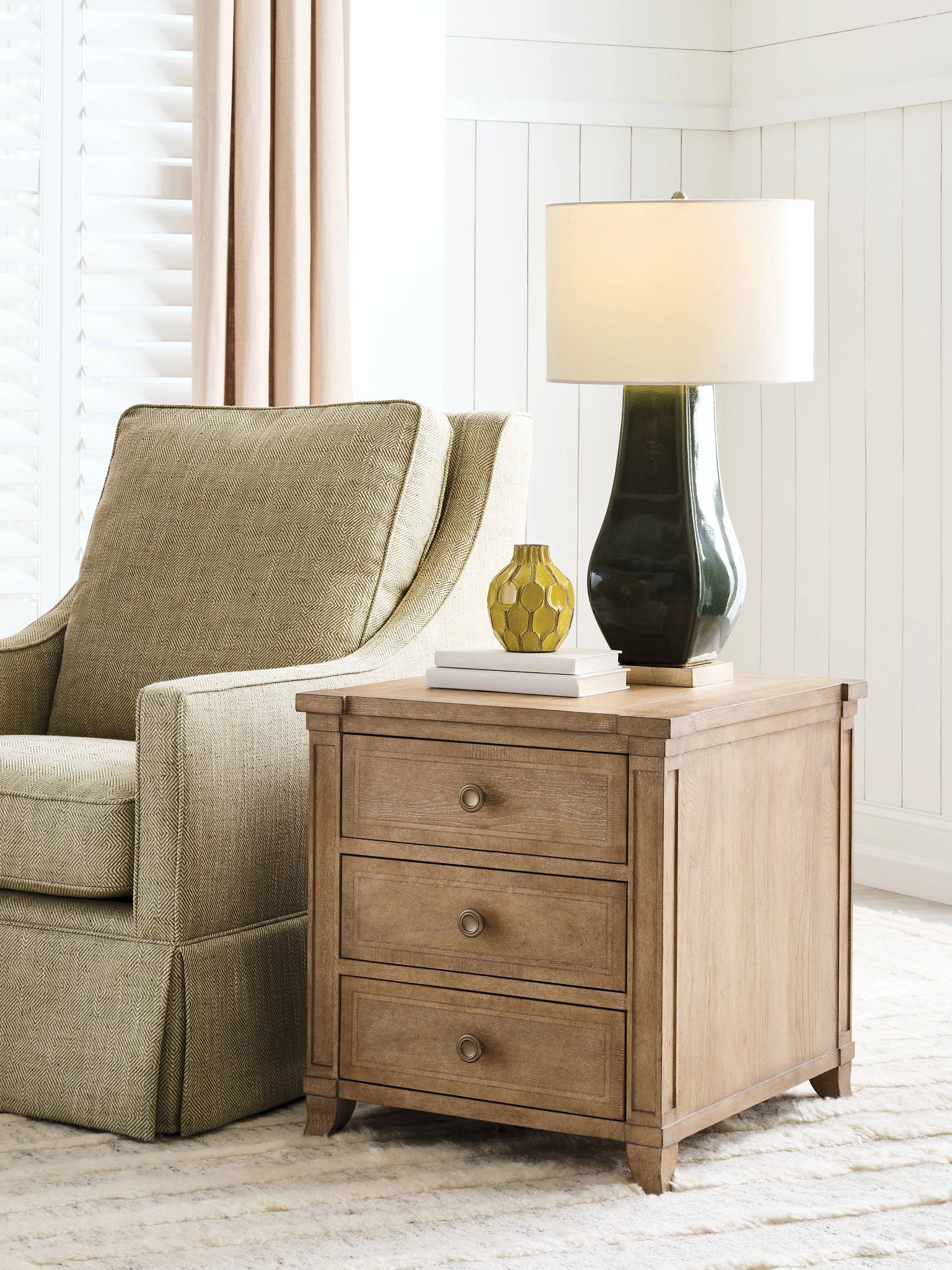 American Drew Chastain Woodfield Chairside Chest in Caramel