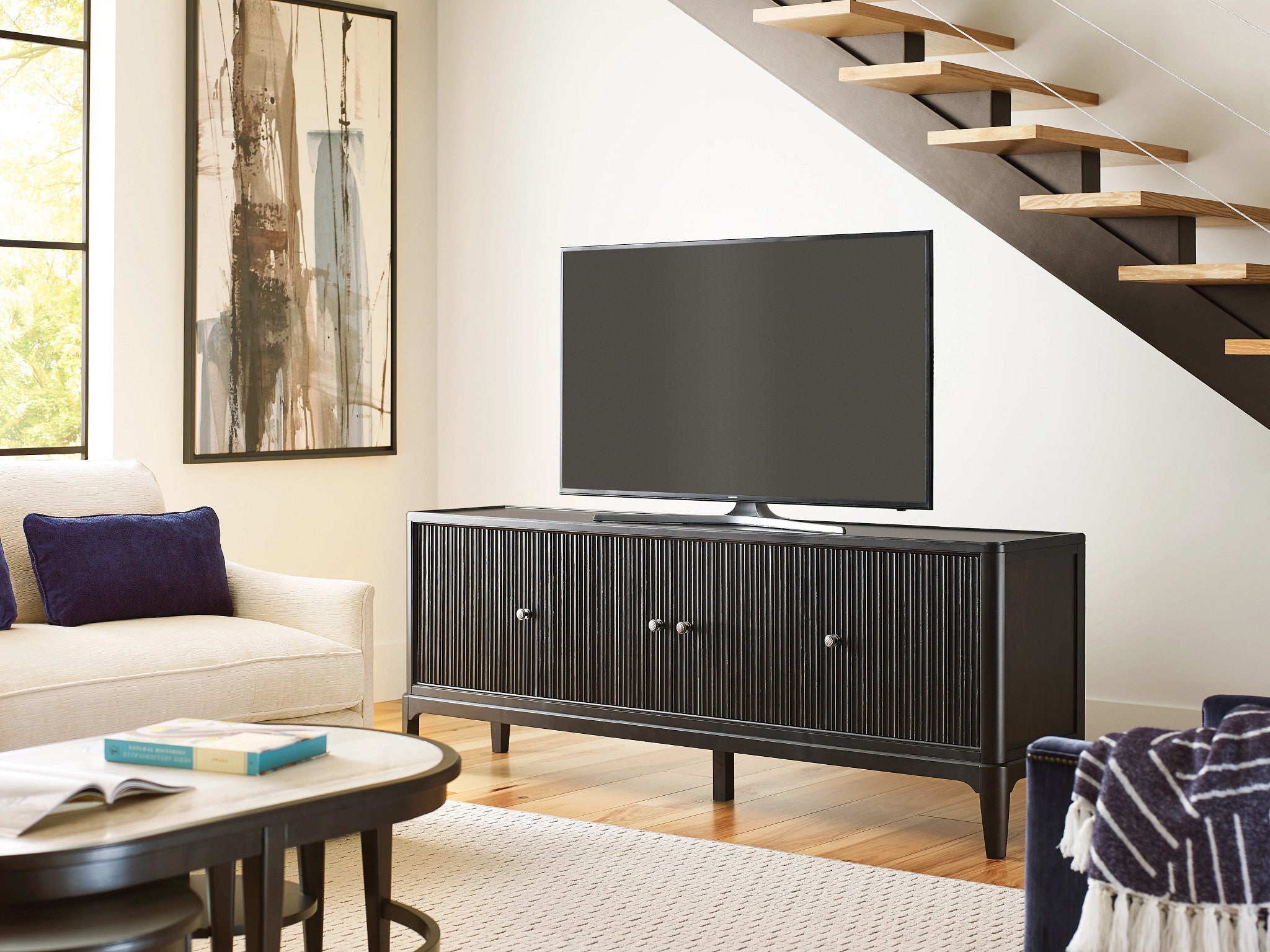 American Drew Encore Essential Entertainment Console  in Sable/Dark Sterlin