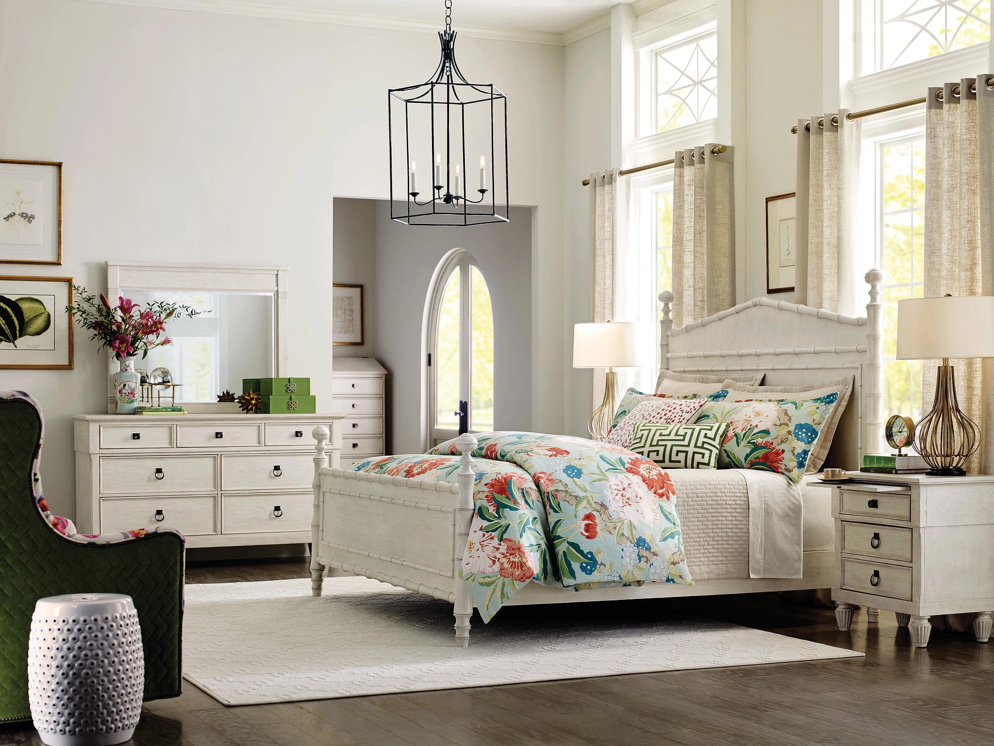 American Drew Grand Bay Vida Bamboo Bed in Egret