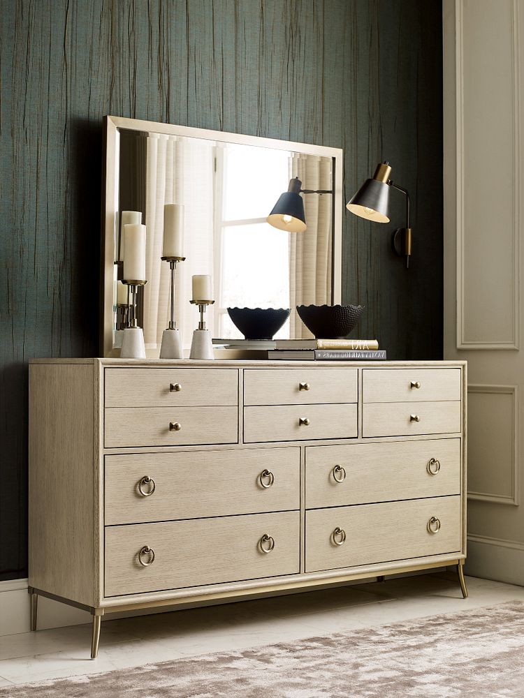 American Drew Lenox Anaheim Mirror in Champagne Brassy