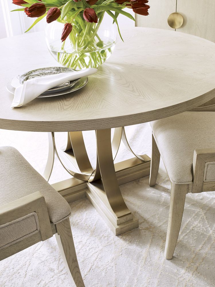 American Drew Lenox Plaza Dining Table in Alabaster/Champagne
