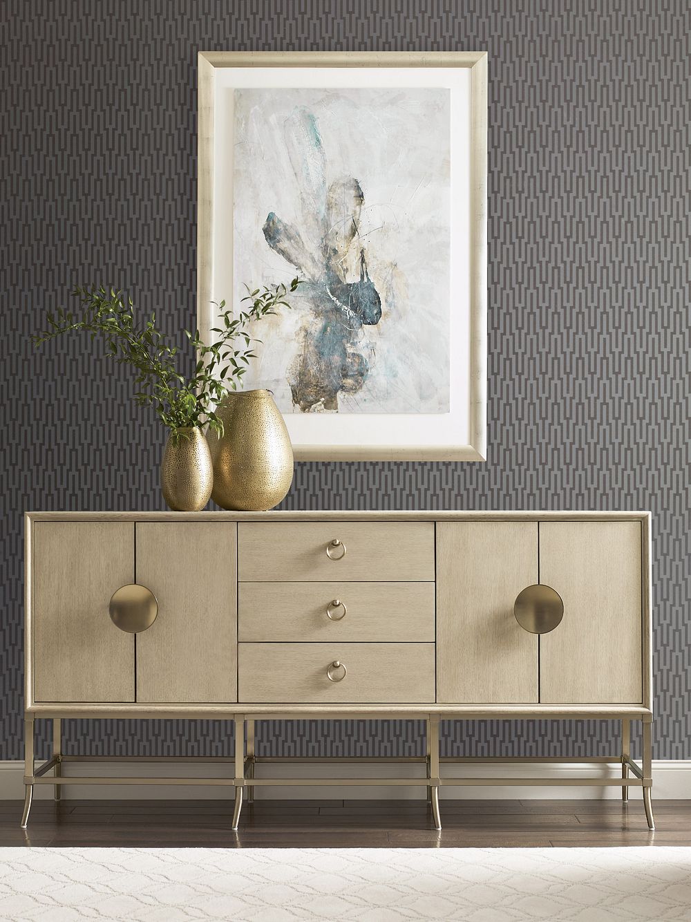 American Drew Lenox Carrera Sideboard in Alabaster/Champagne