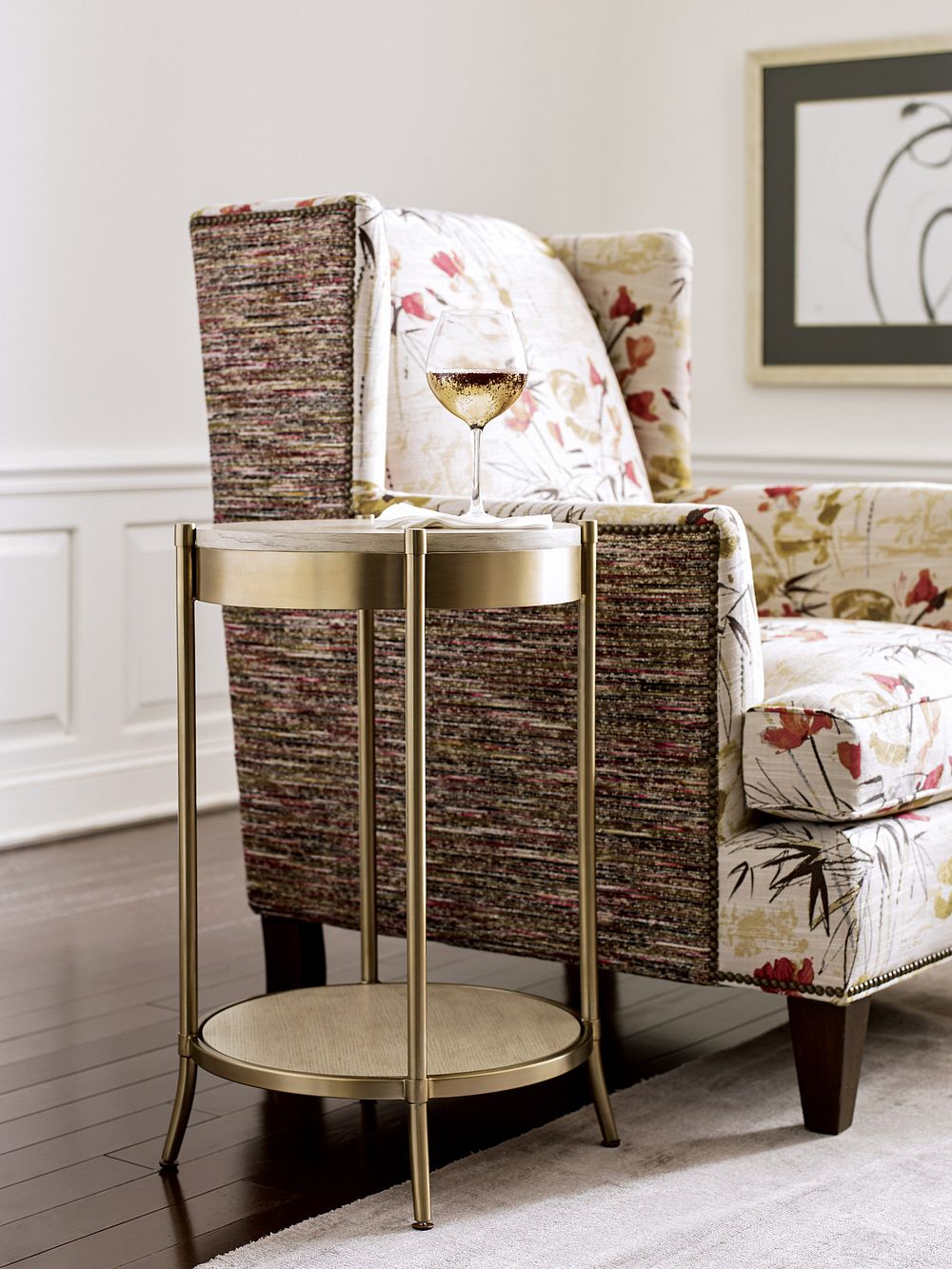American Drew Lenox Lenox Martini Table in Alabaster/Champagne