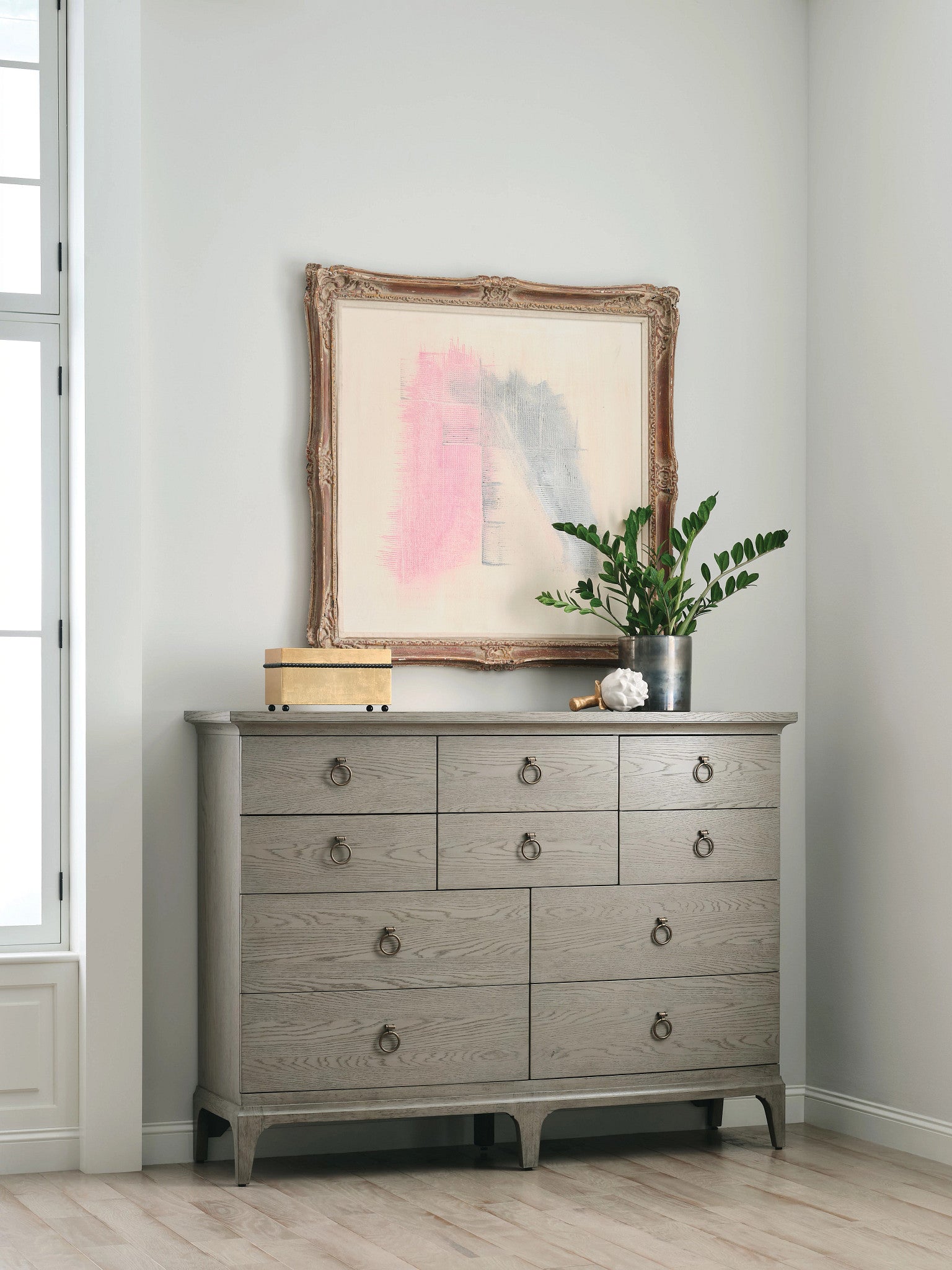 American Drew Milan Catherine 10 Drawer Dresser  in Stone Metal