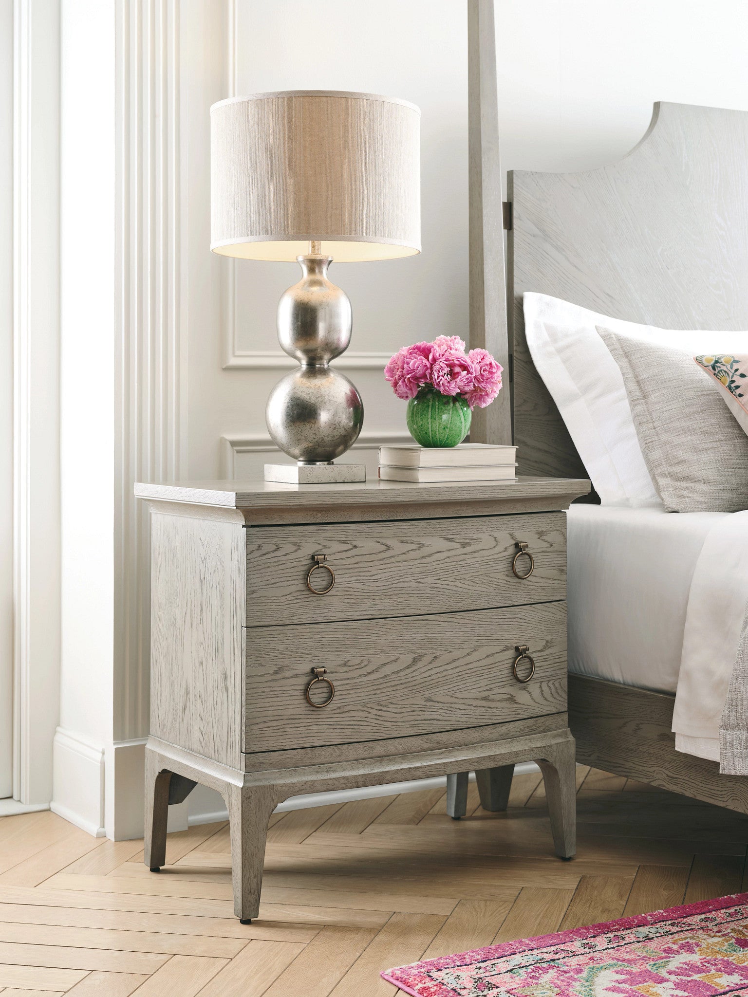 American Drew Milan Madison Night Stand in Stone Metal