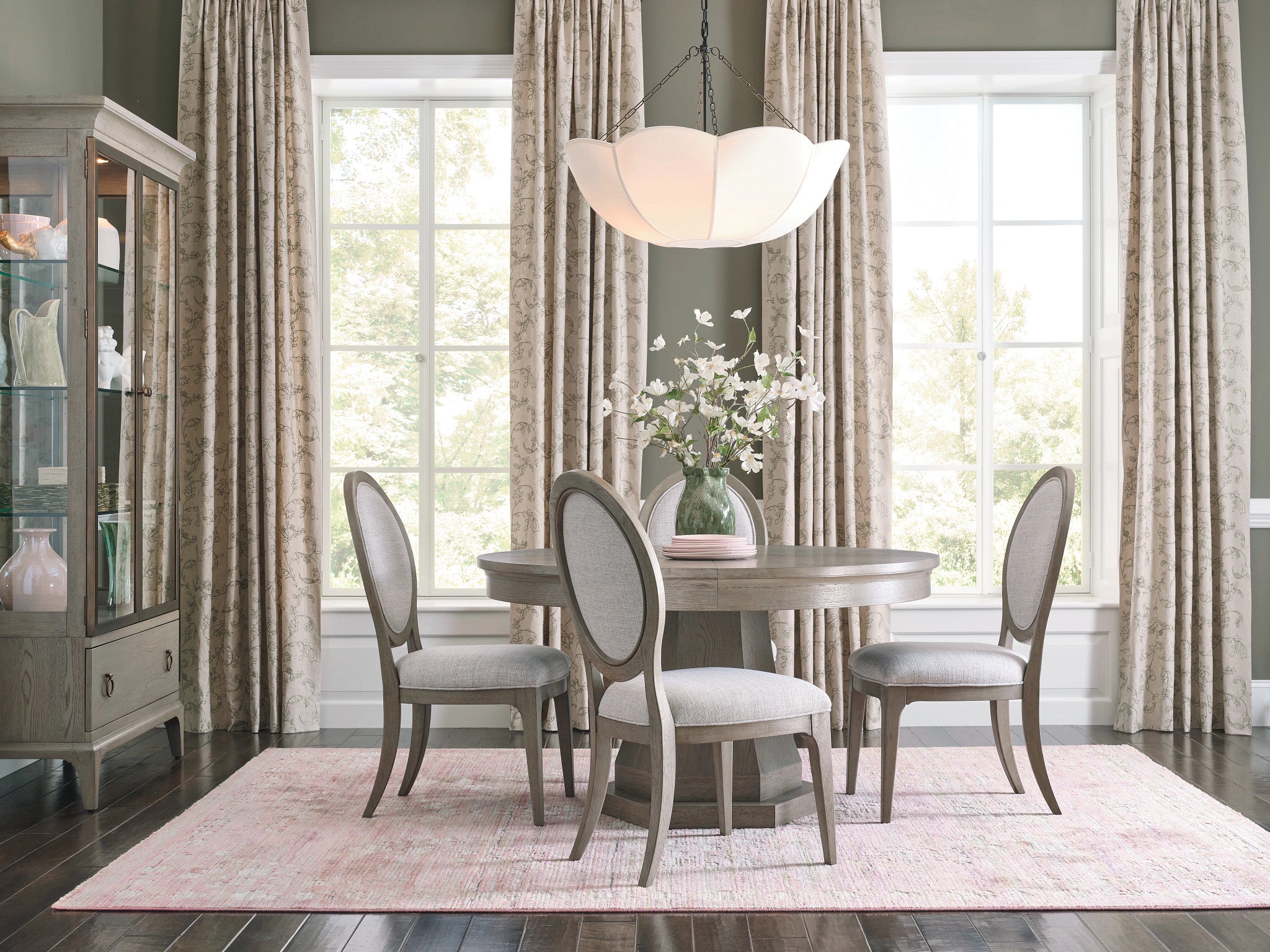 American Drew Milan Hartford Round Dining Table  in Stone Metal