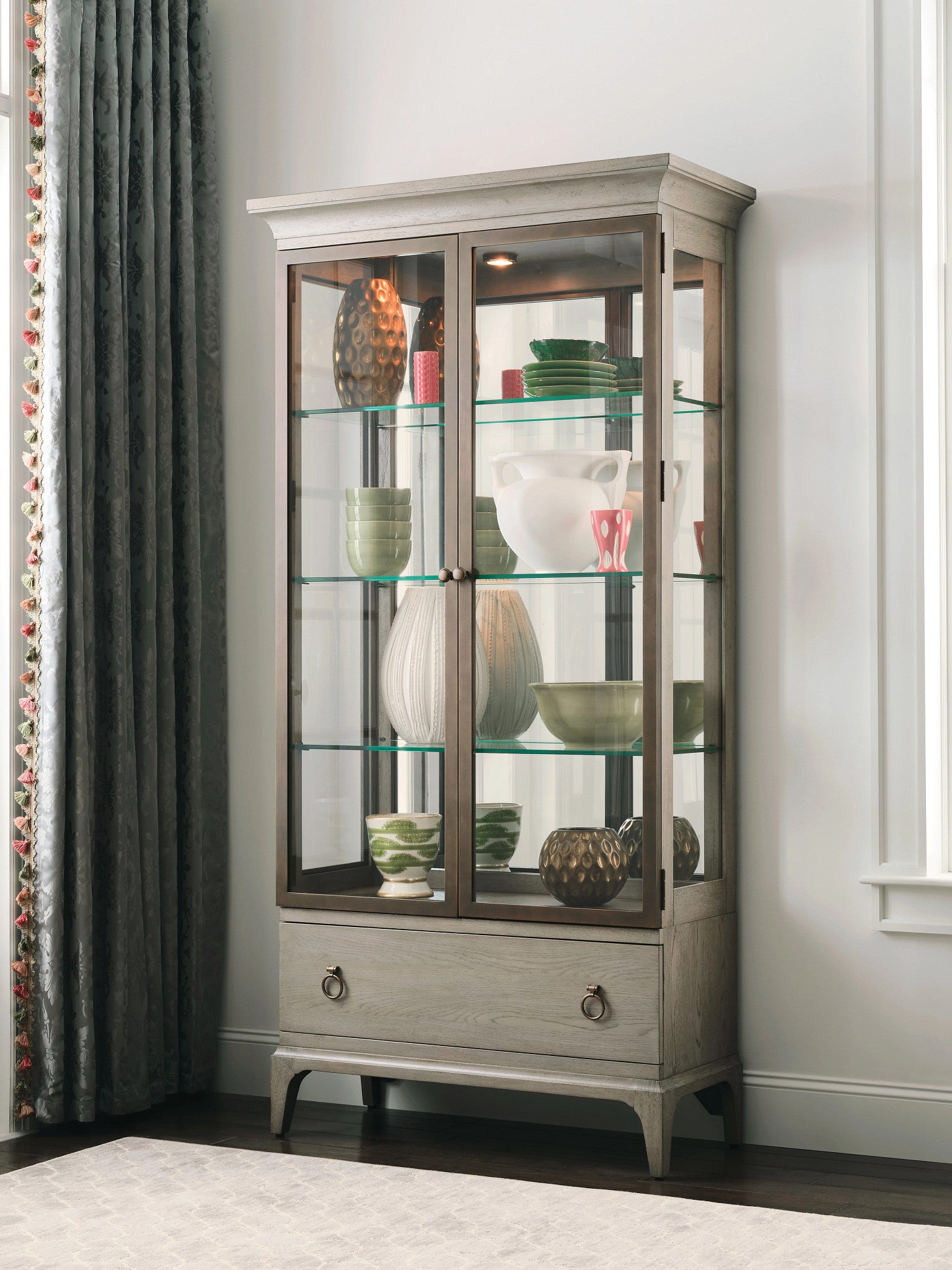 American Drew Milan Concord Display Cabinet  in Stone Metal
