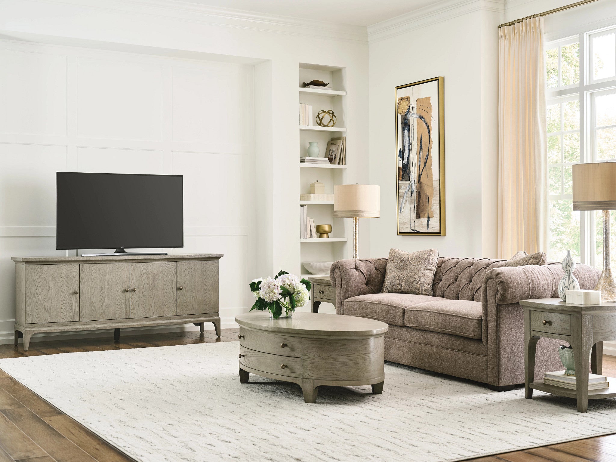 American Drew Milan Avery End Table in Stone Metal