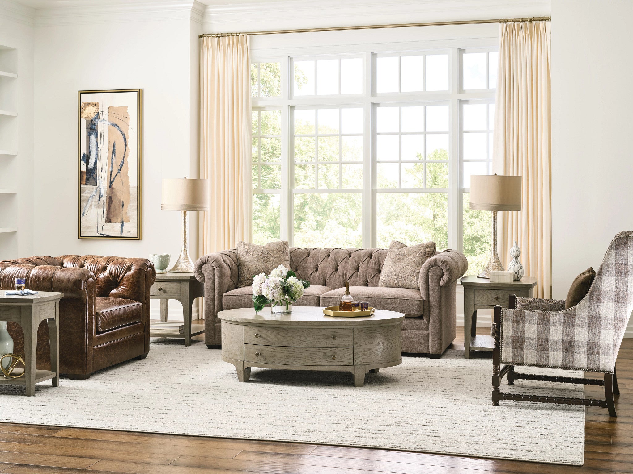 American Drew Milan Avery Chairsdie Table in Stone Metal