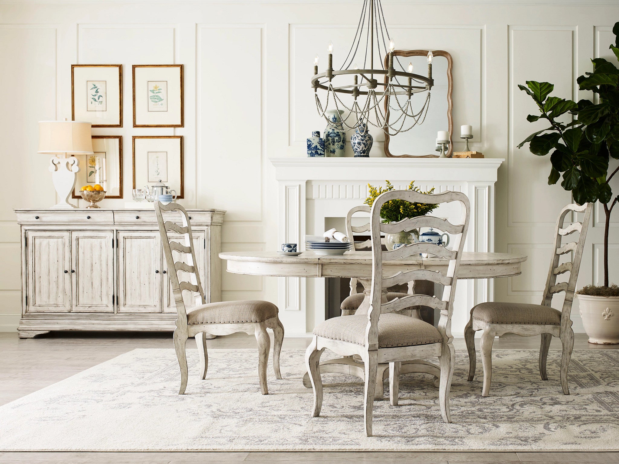 Kincaid Furniture Selwyn Ladder Back Side Chair in Cottage White