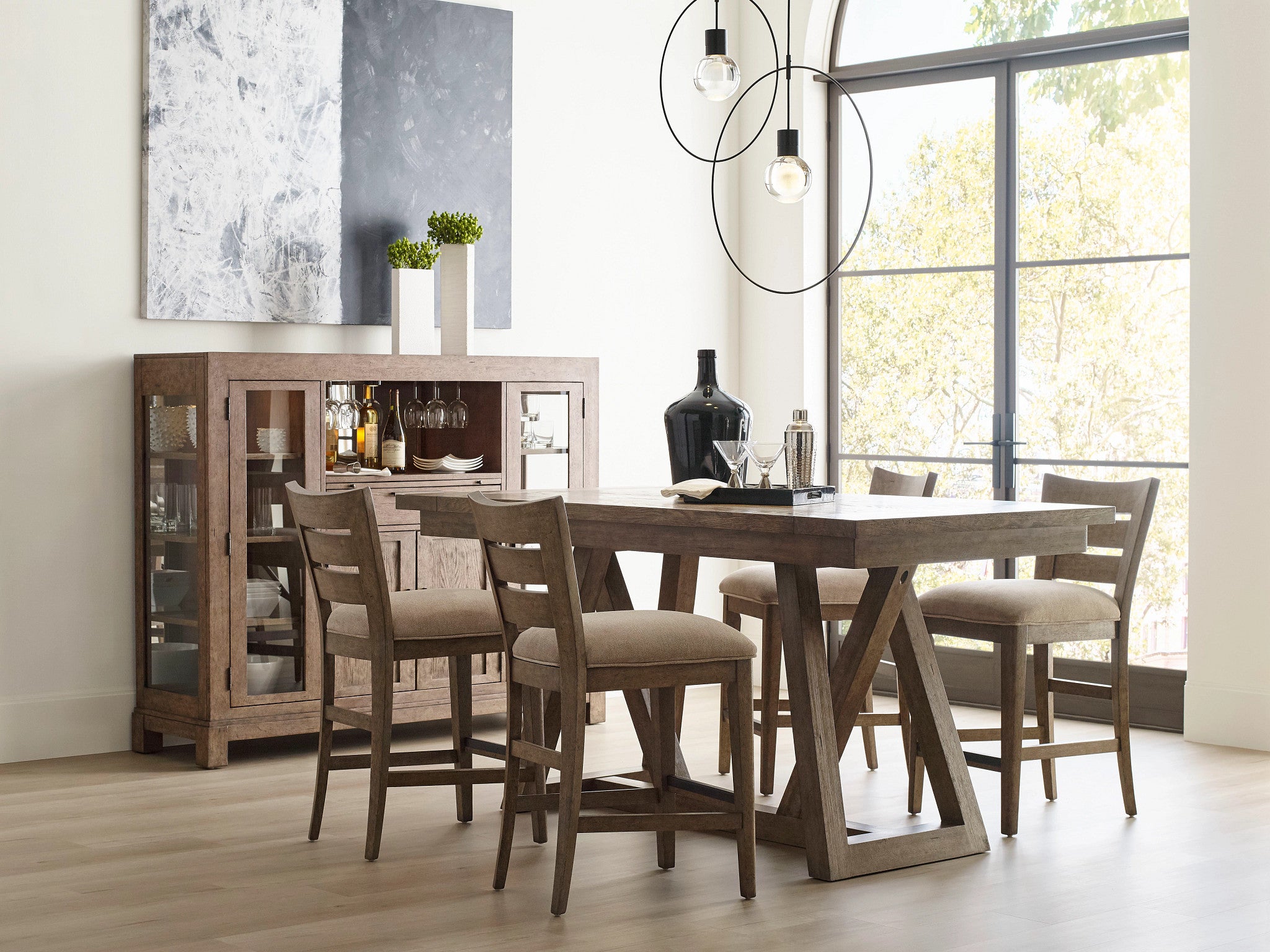 American Drew Skyline Clover Counter Height Dining Table in Smoke
