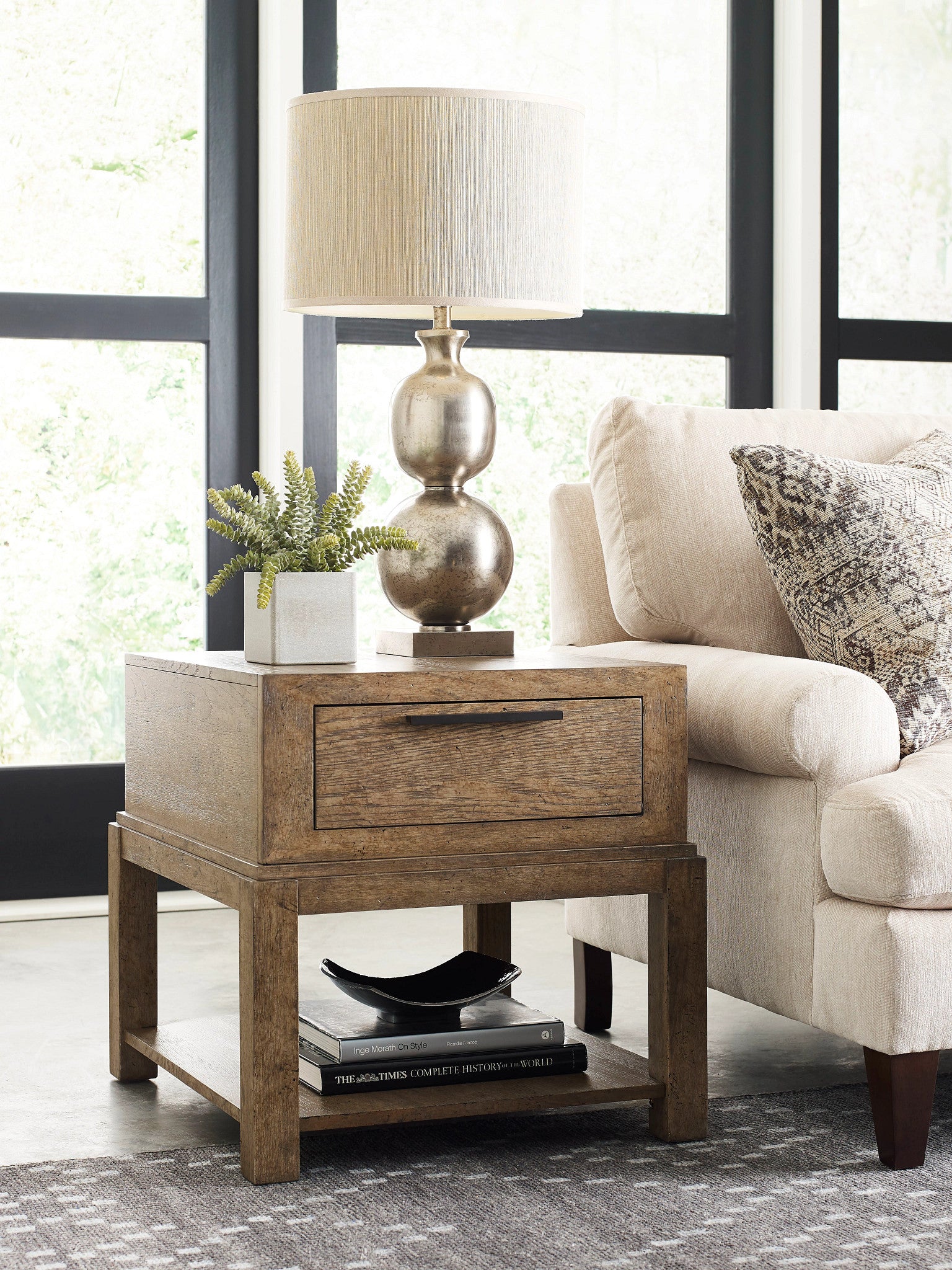 American Drew Skyline Evans Drawer End Table in Smoke