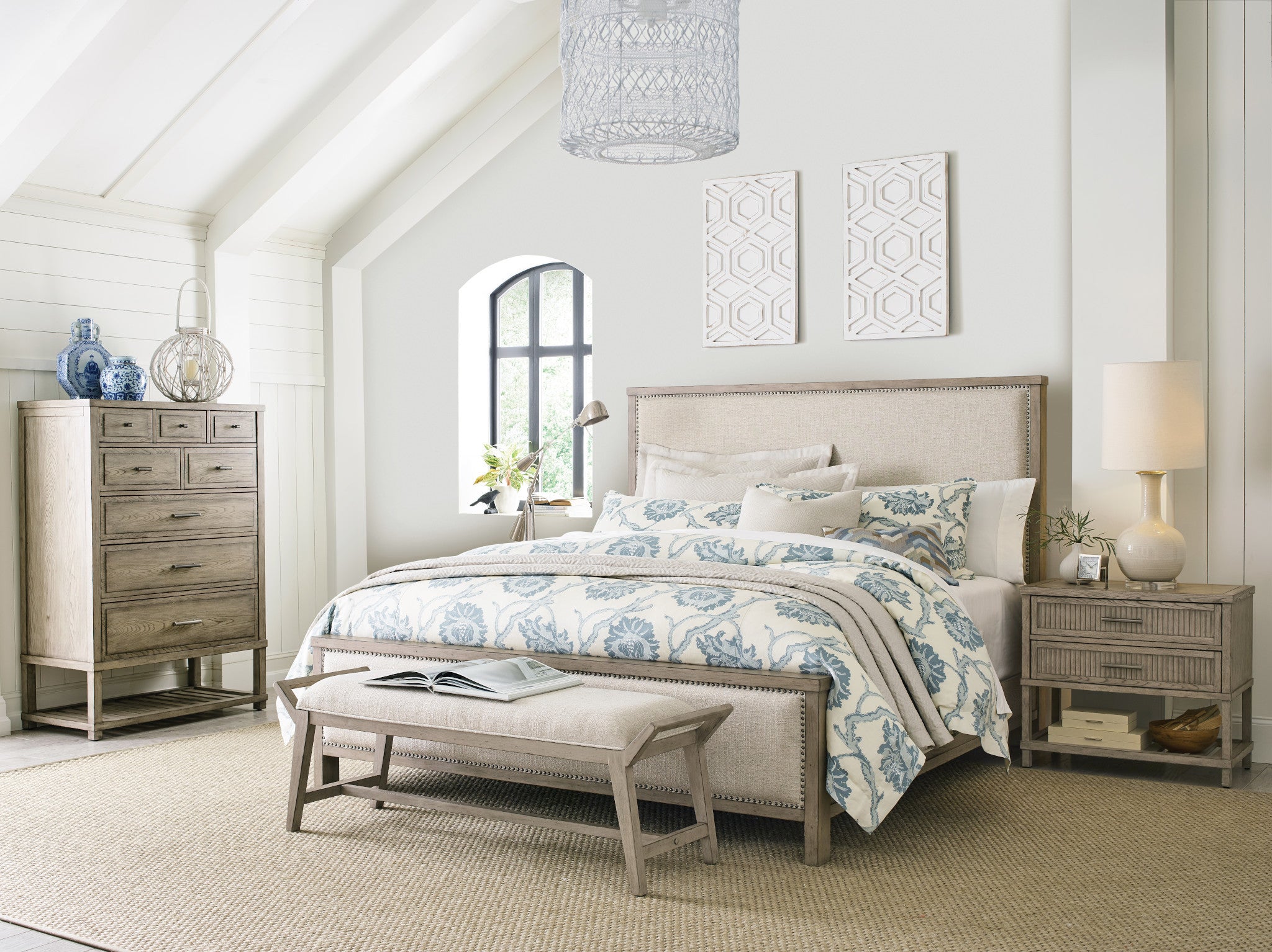 American Drew West Fork Jacksonville Queen Bed in Aged Taupe