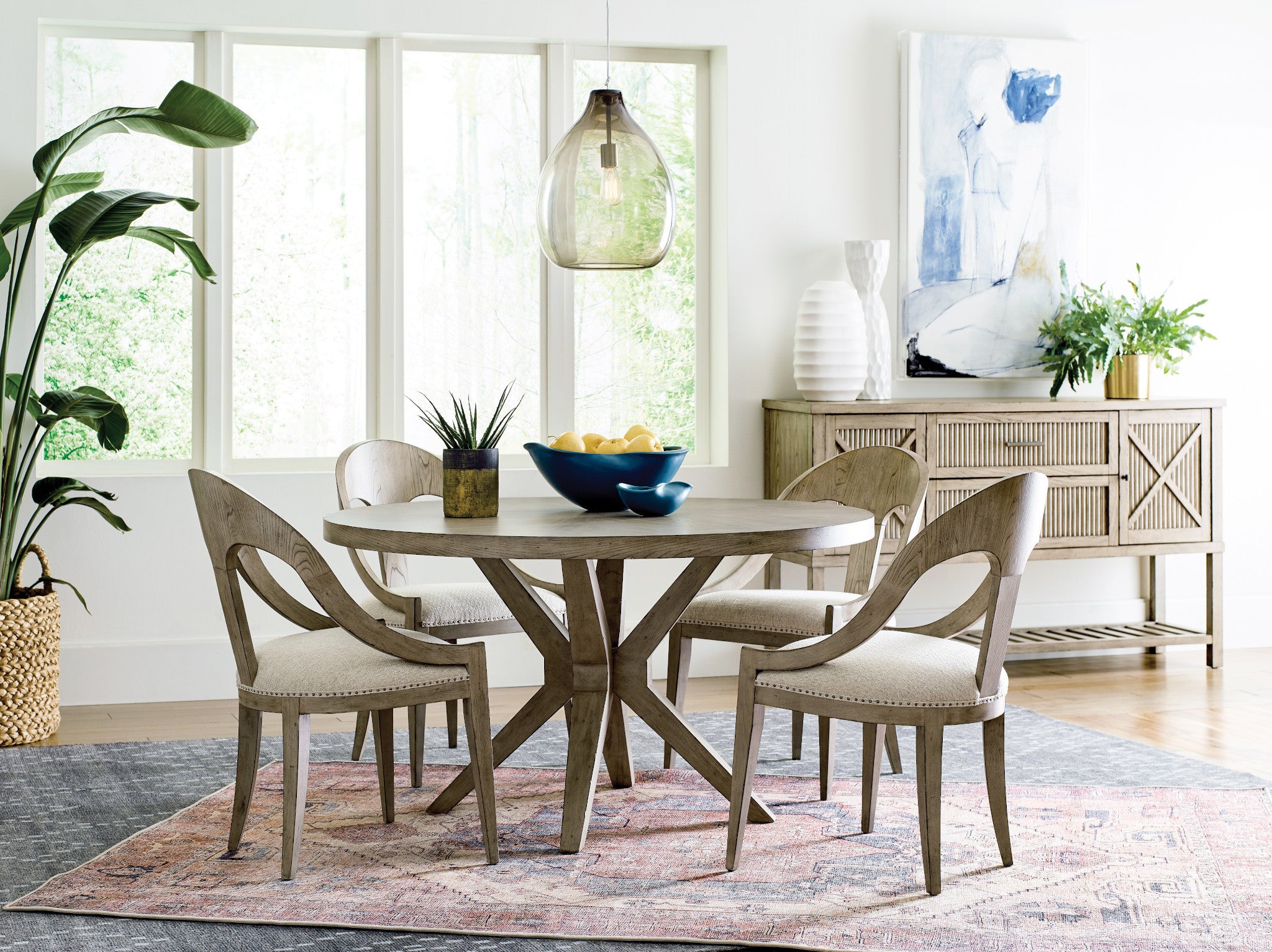 American Drew West Fork Newport Host Chair in Aged Taupe