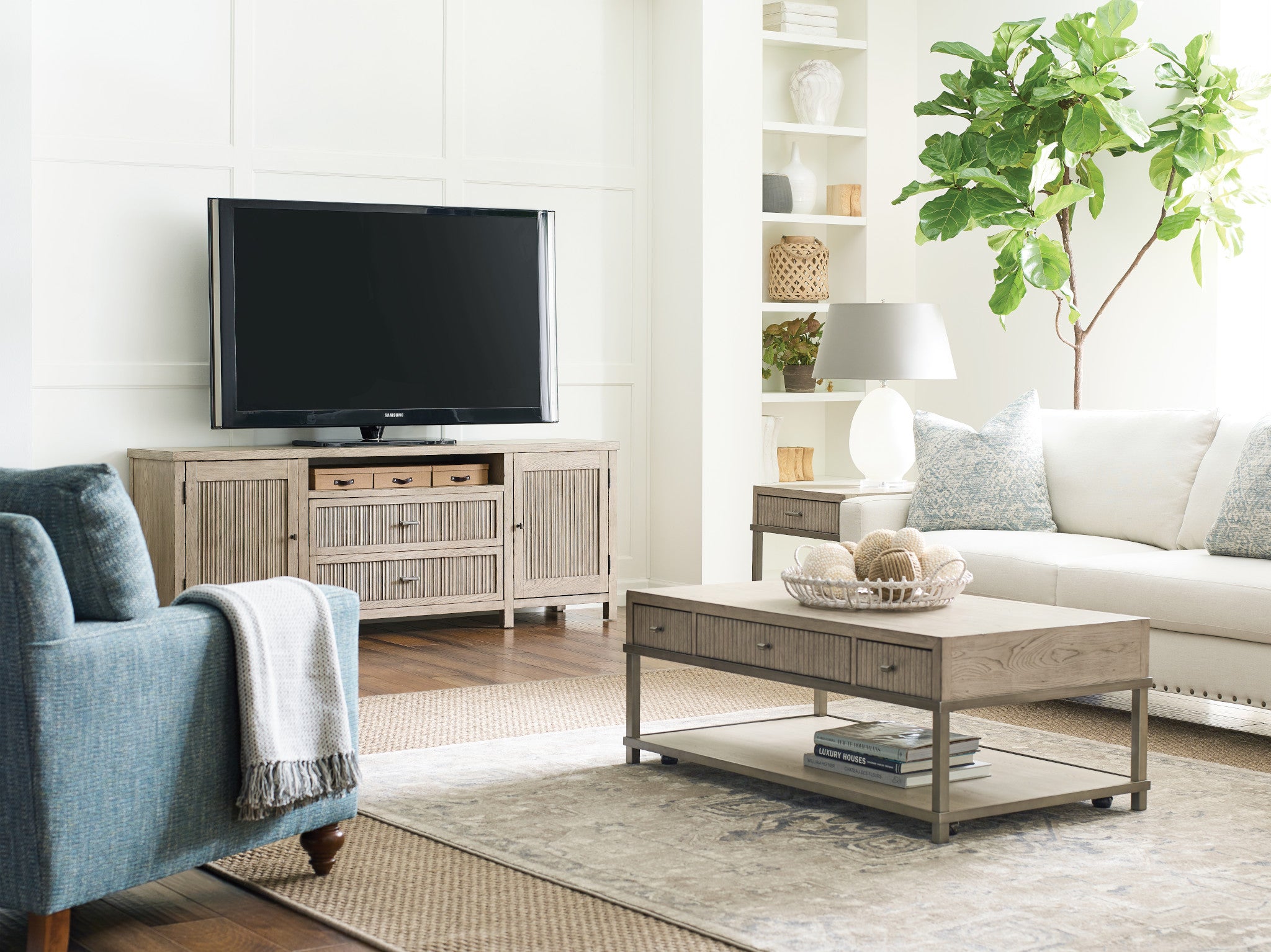 American Drew West Fork Bailey Coffee Table in Aged Taupe