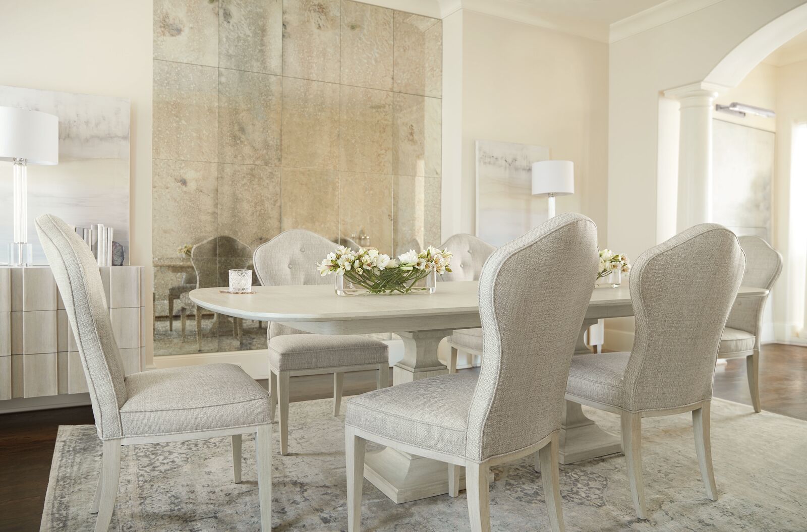 Bernhardt Furniture East Hampton Rectangular Dining Table in Cerused Linen