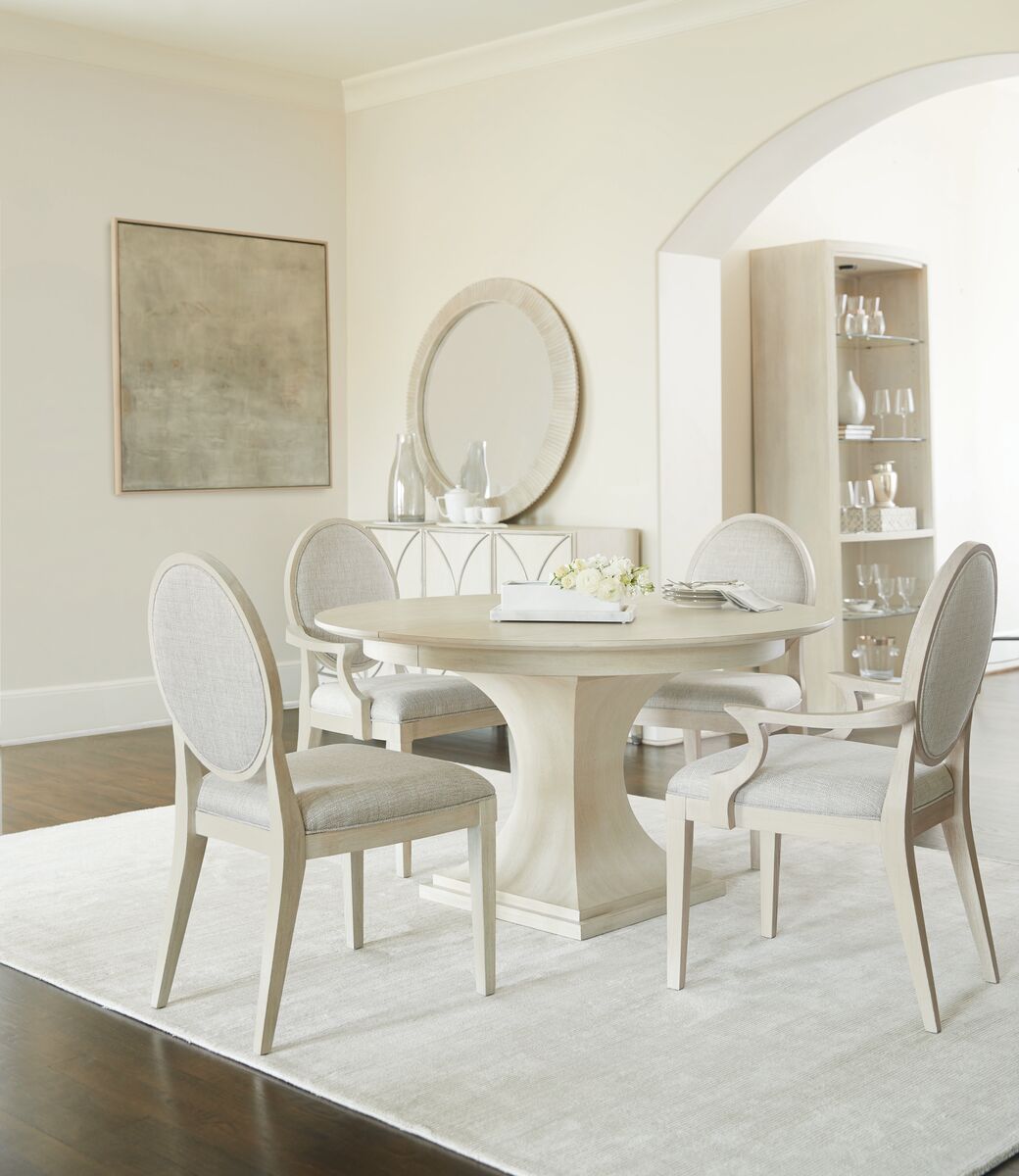 Bernhardt Furniture East Hampton Round Dining Table in Cerused Linen