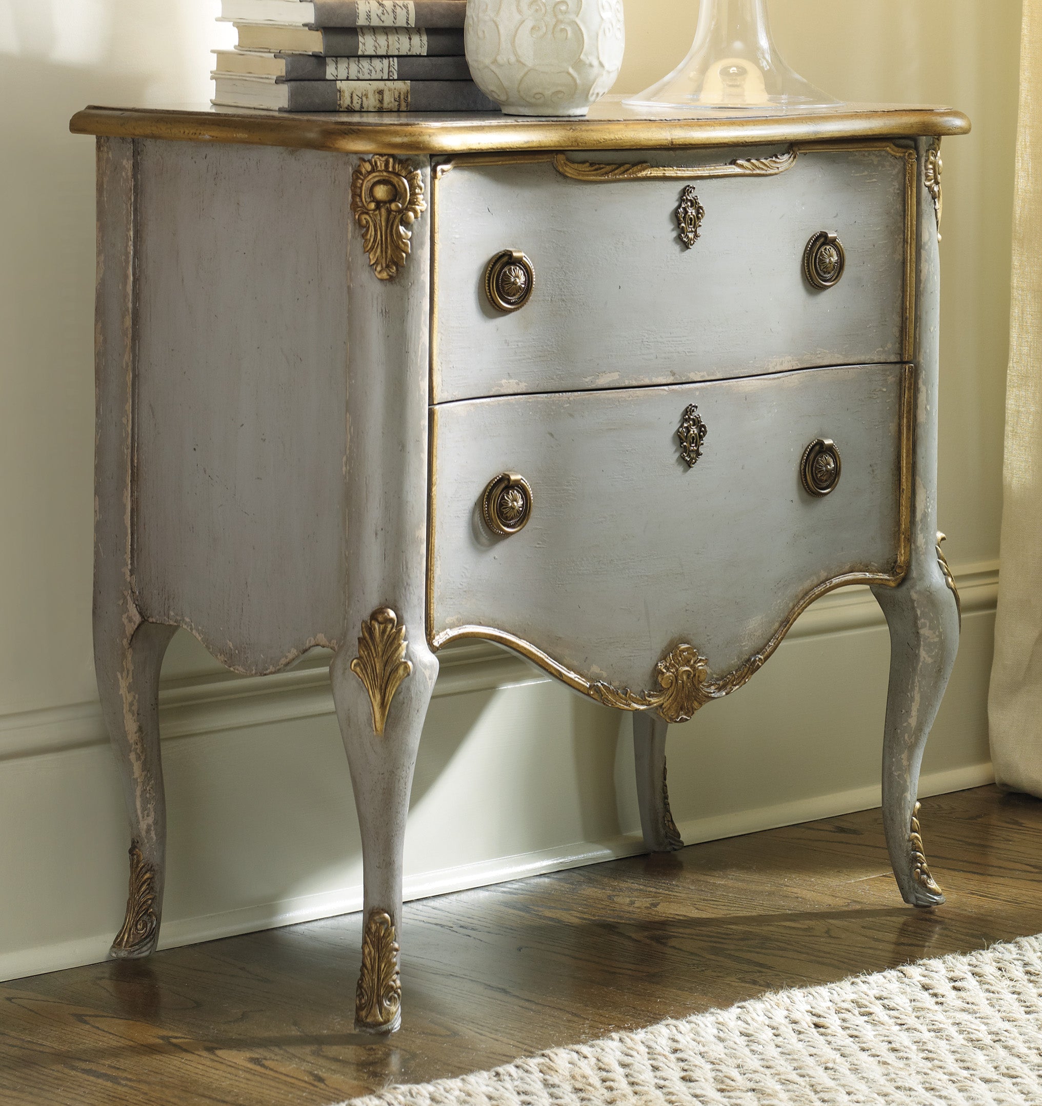 Hooker Furniture French Two Drawer Chest in Gray