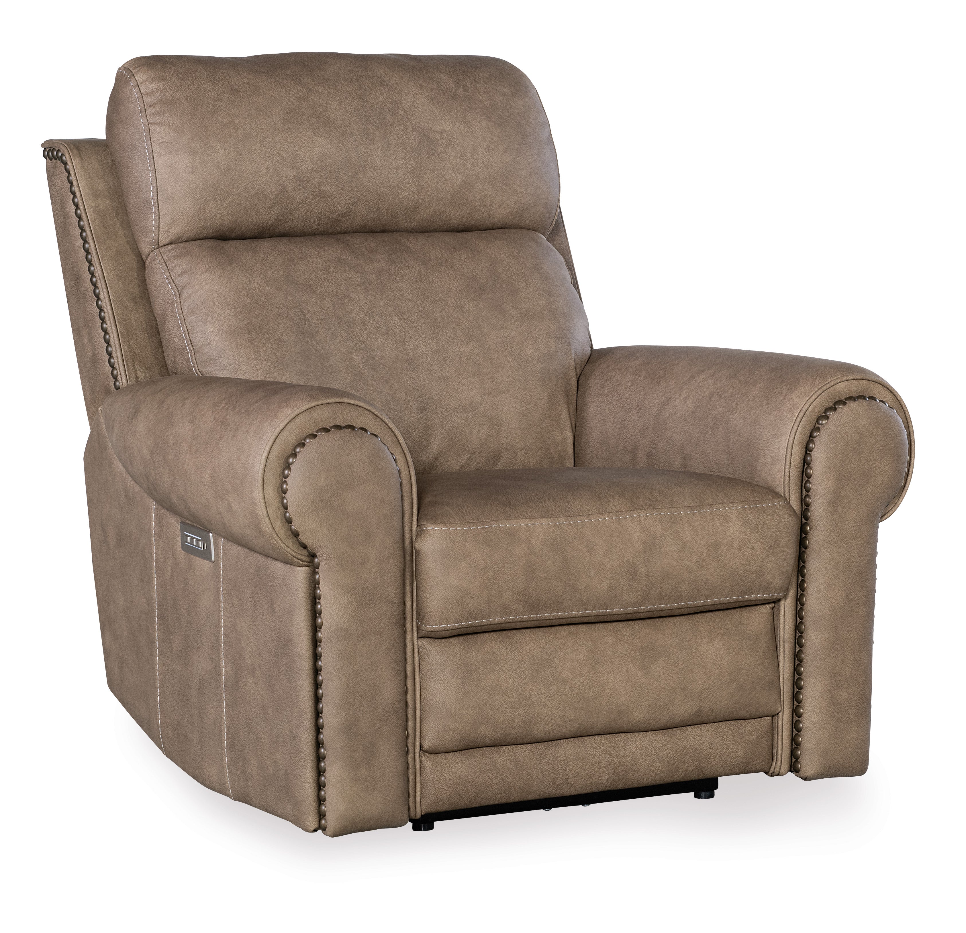 Hooker Furniture Duncan Power Recliner with Power Headrest & Lumbar in Light Brown