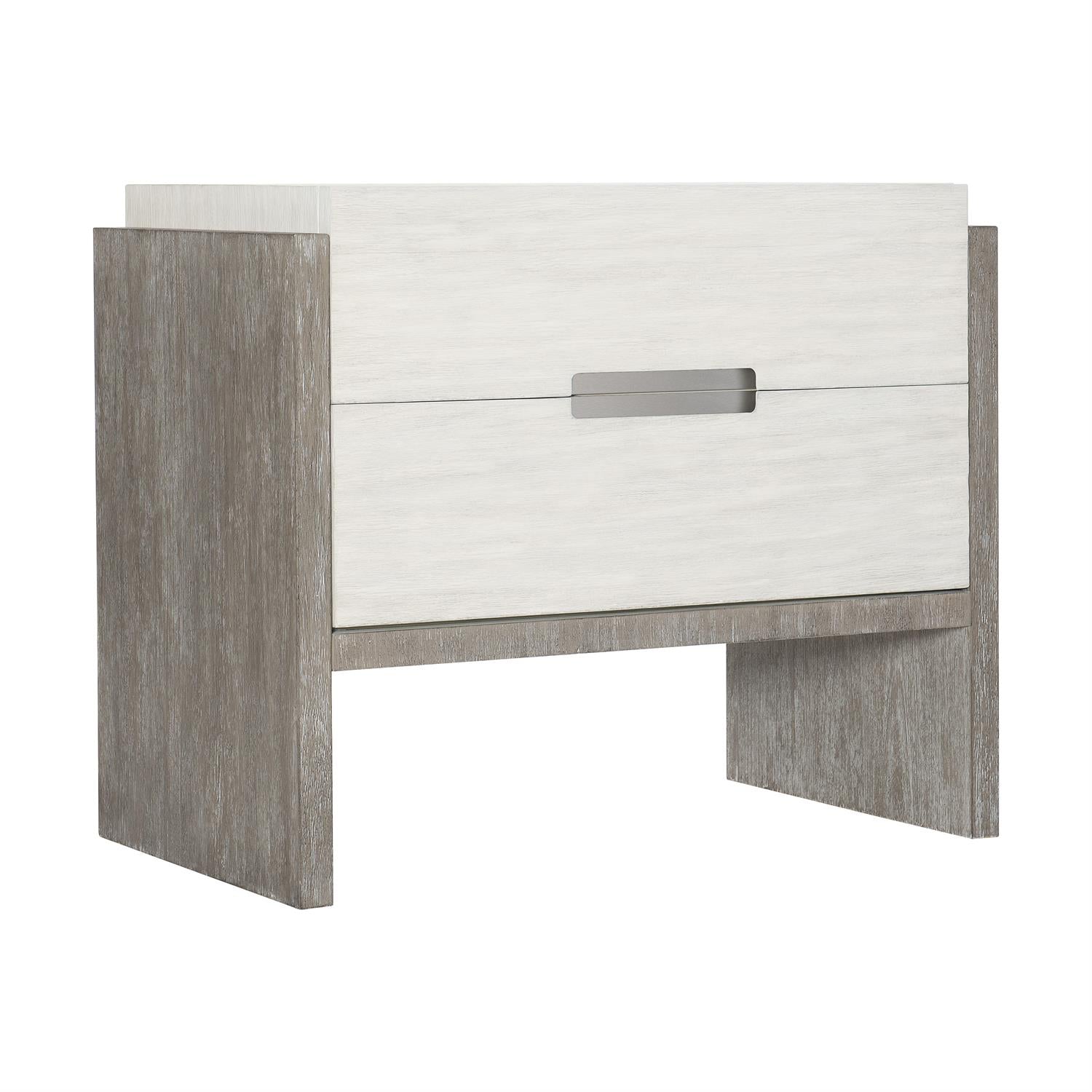 Bernhardt Furniture Foundations Two Drawer Nightstand in Light Shale & Linen