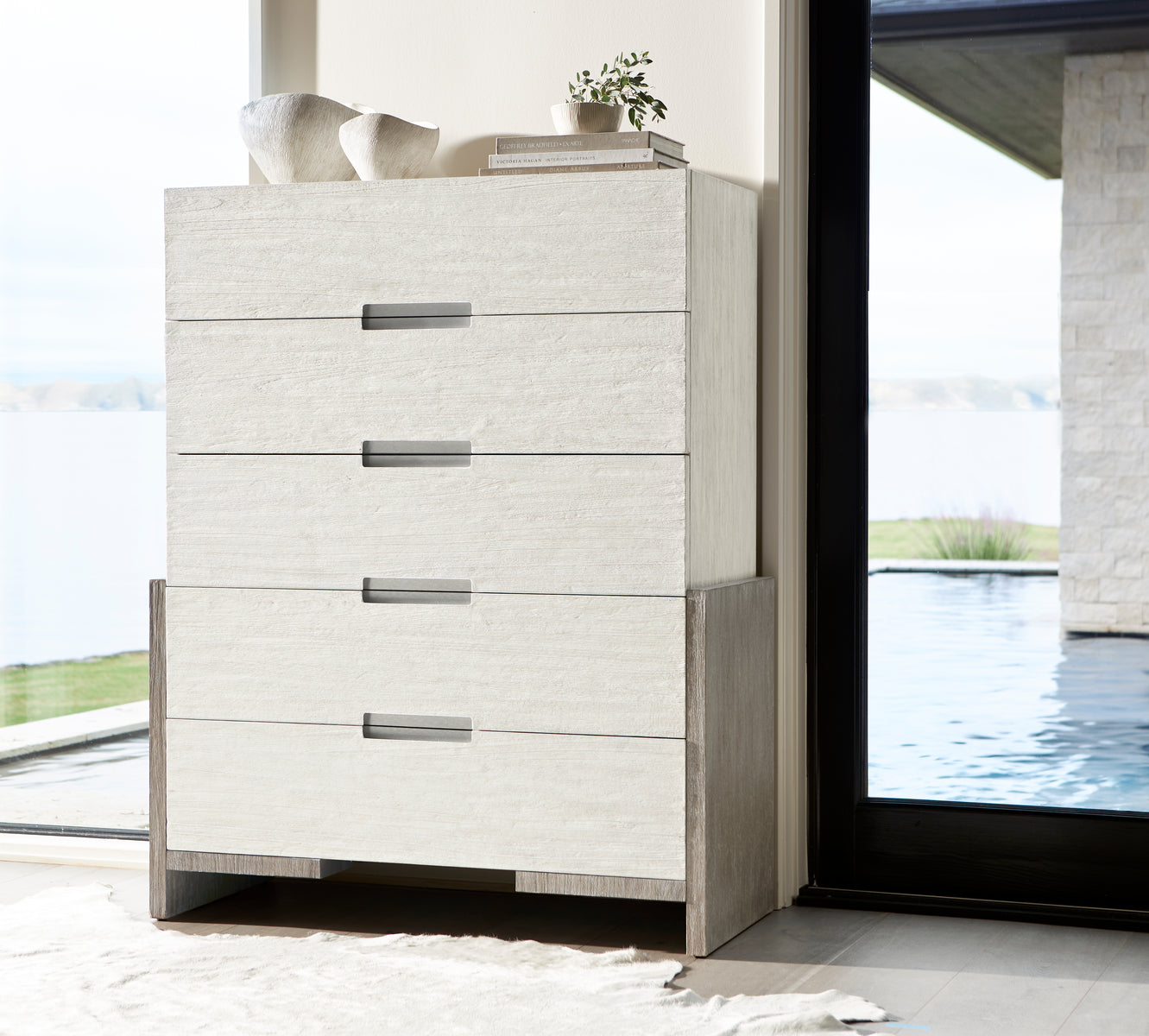 Bernhardt Furniture Foundations Tall Drawer Chest in Light Shale & Linen