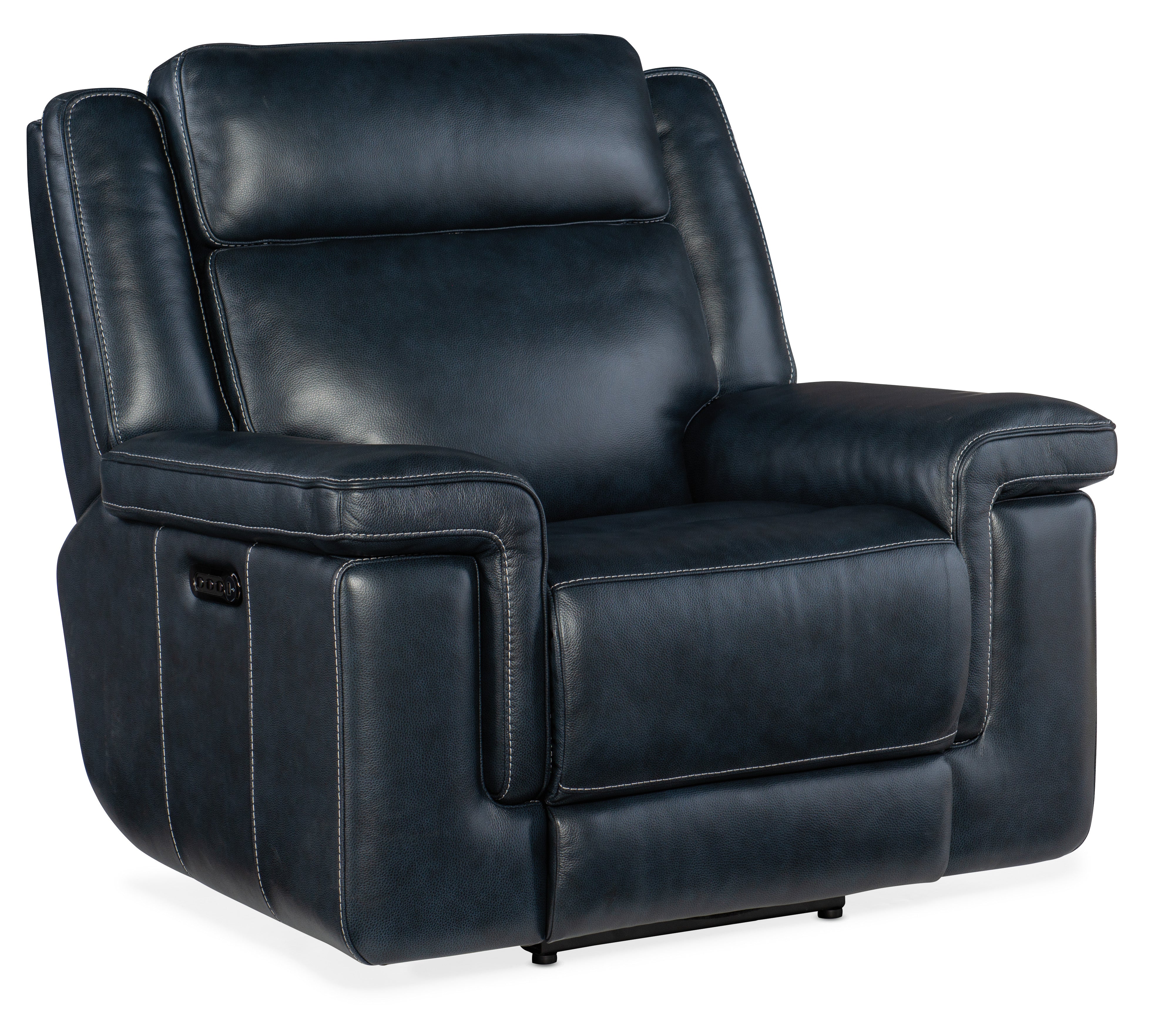 Hooker Furniture Montel Lay Flat Power Recliner with Power Headrest & Lumbar in Dark Blue