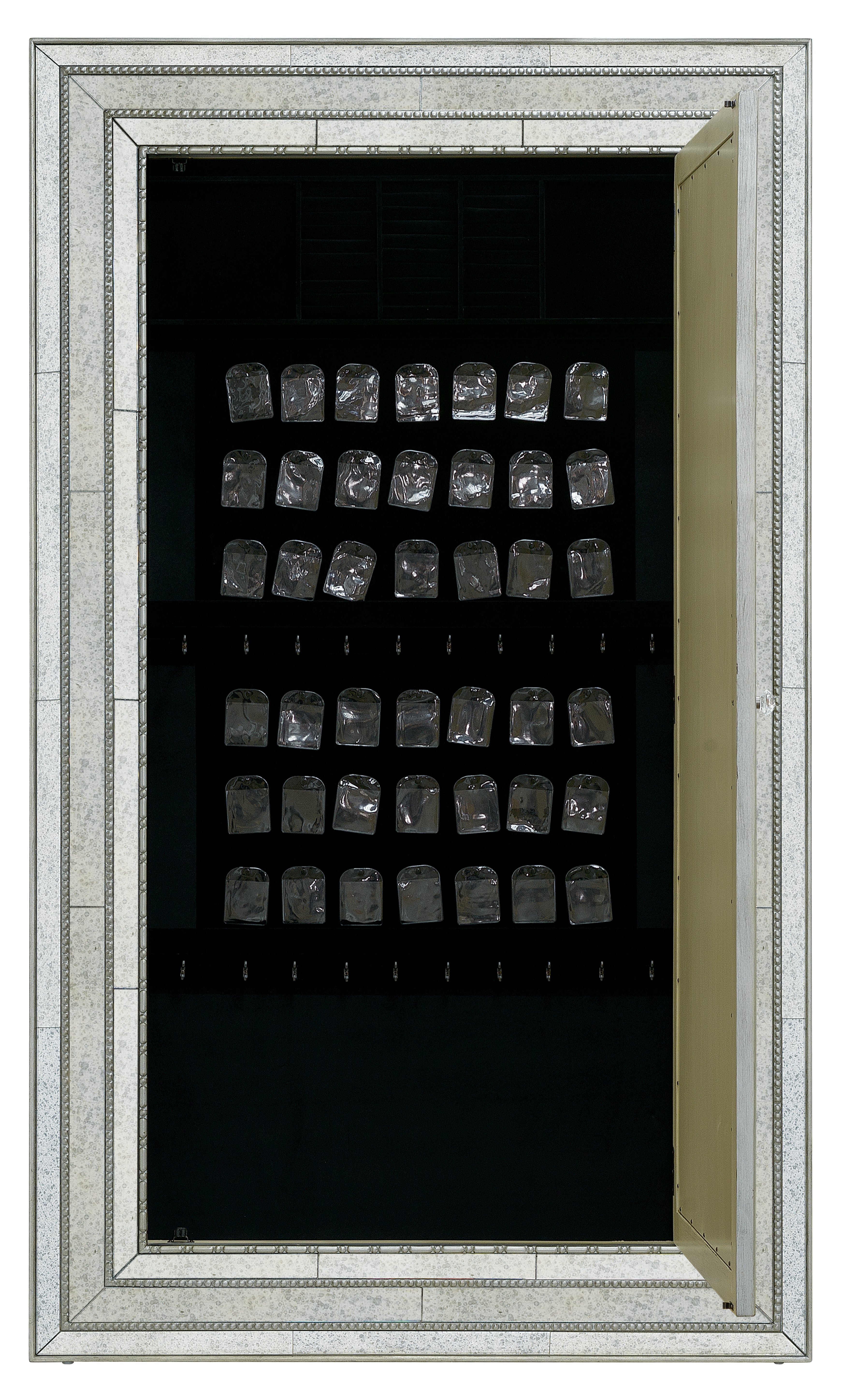 Hooker Furniture Melange Glamour Floor Mirror withJewelry Armoire Storage in Champagne