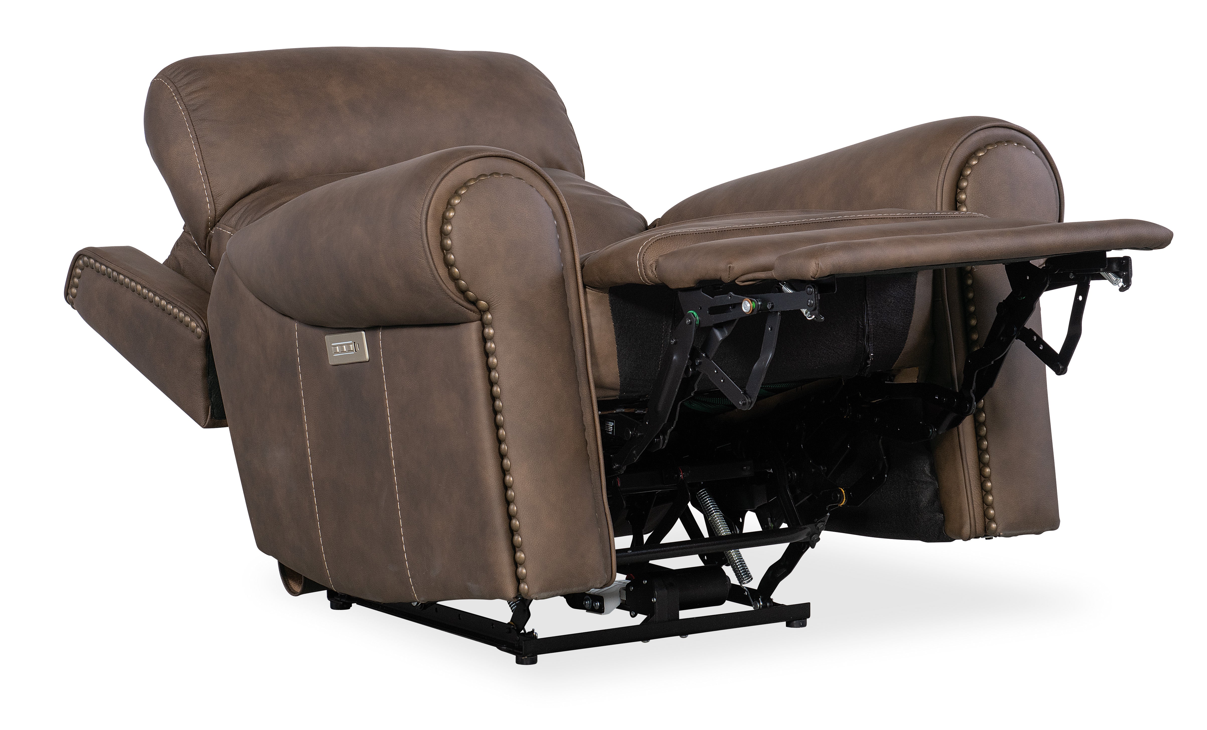 Hooker Furniture Duncan Power Recliner with Power Headrest & Lumbar in Medium Brown