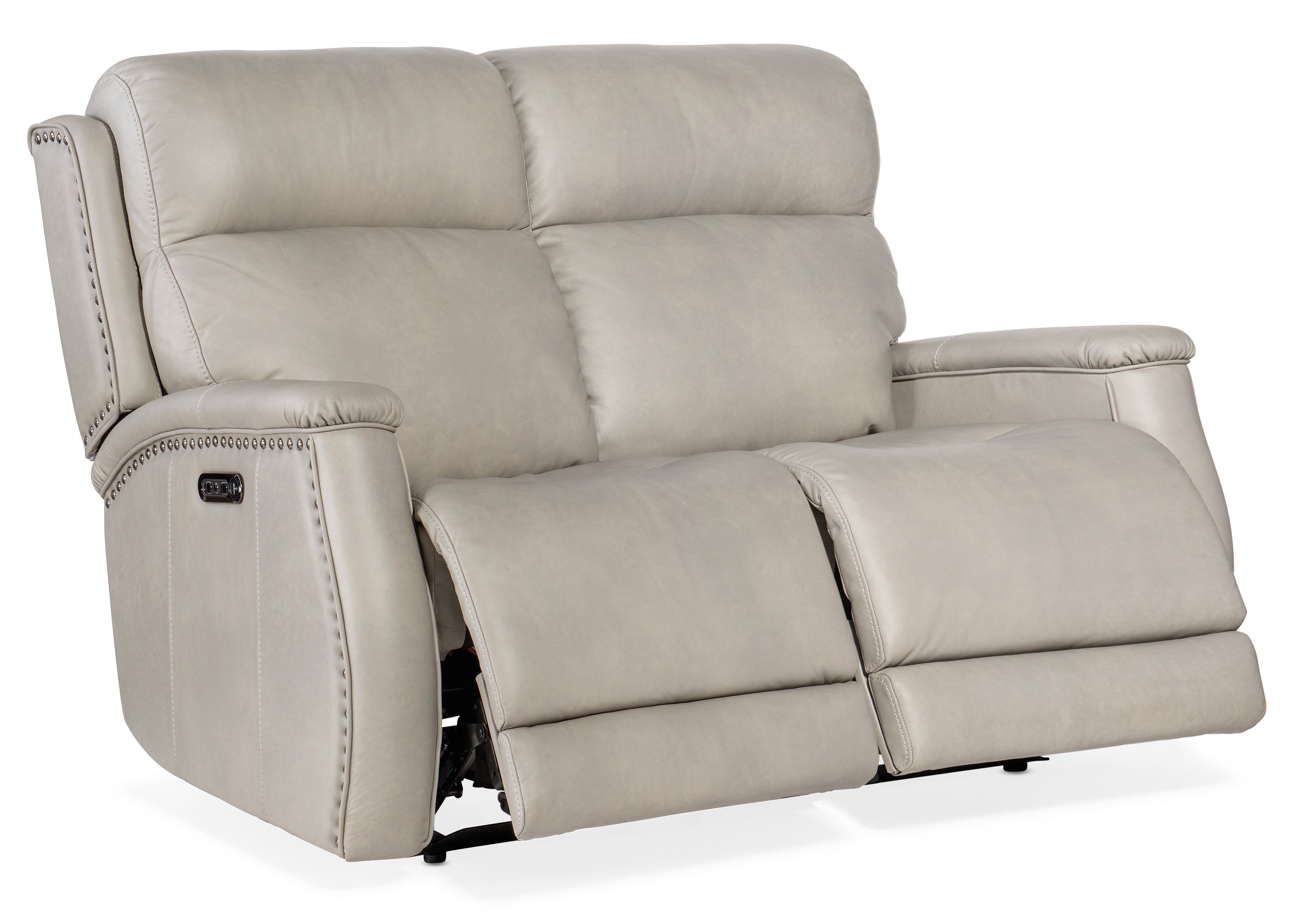 Hooker Furniture Rhea Zero Gravity Power Recline Loveseat with Power Headrest in Light Gray