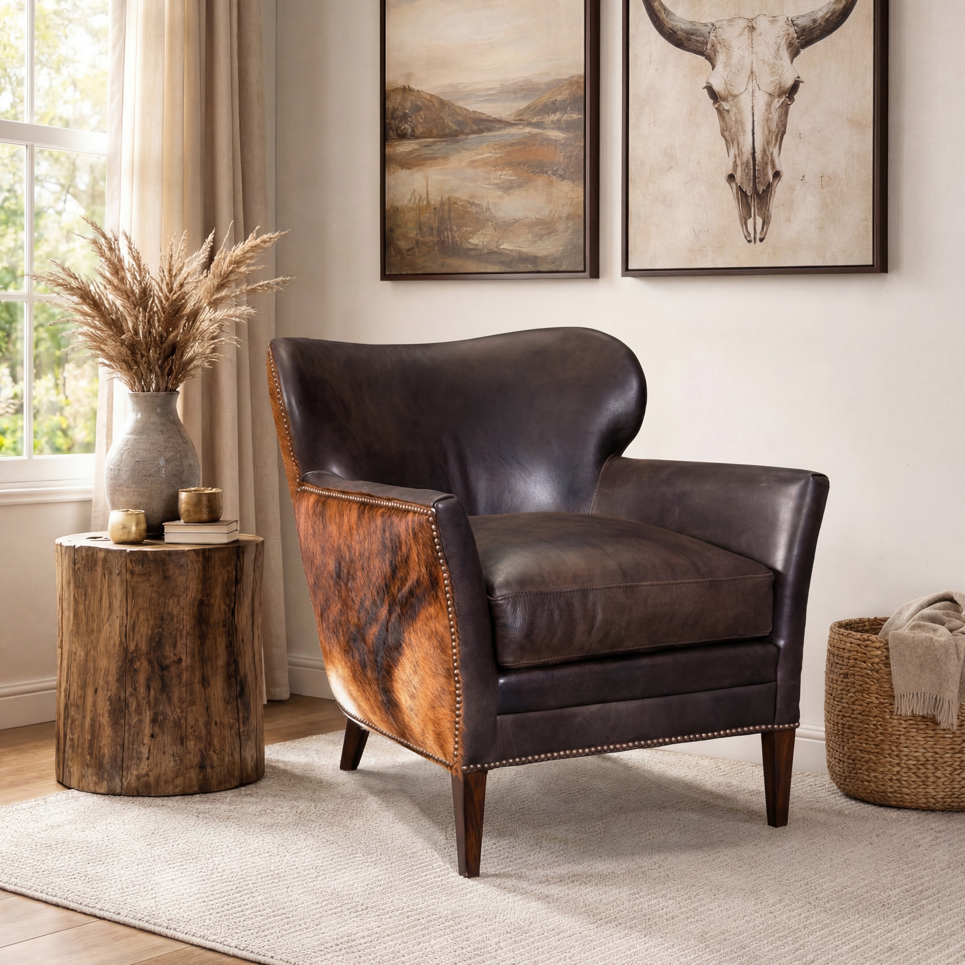 Hooker Furniture Kato leather Club Chair with Dark HOH in Dark Brown