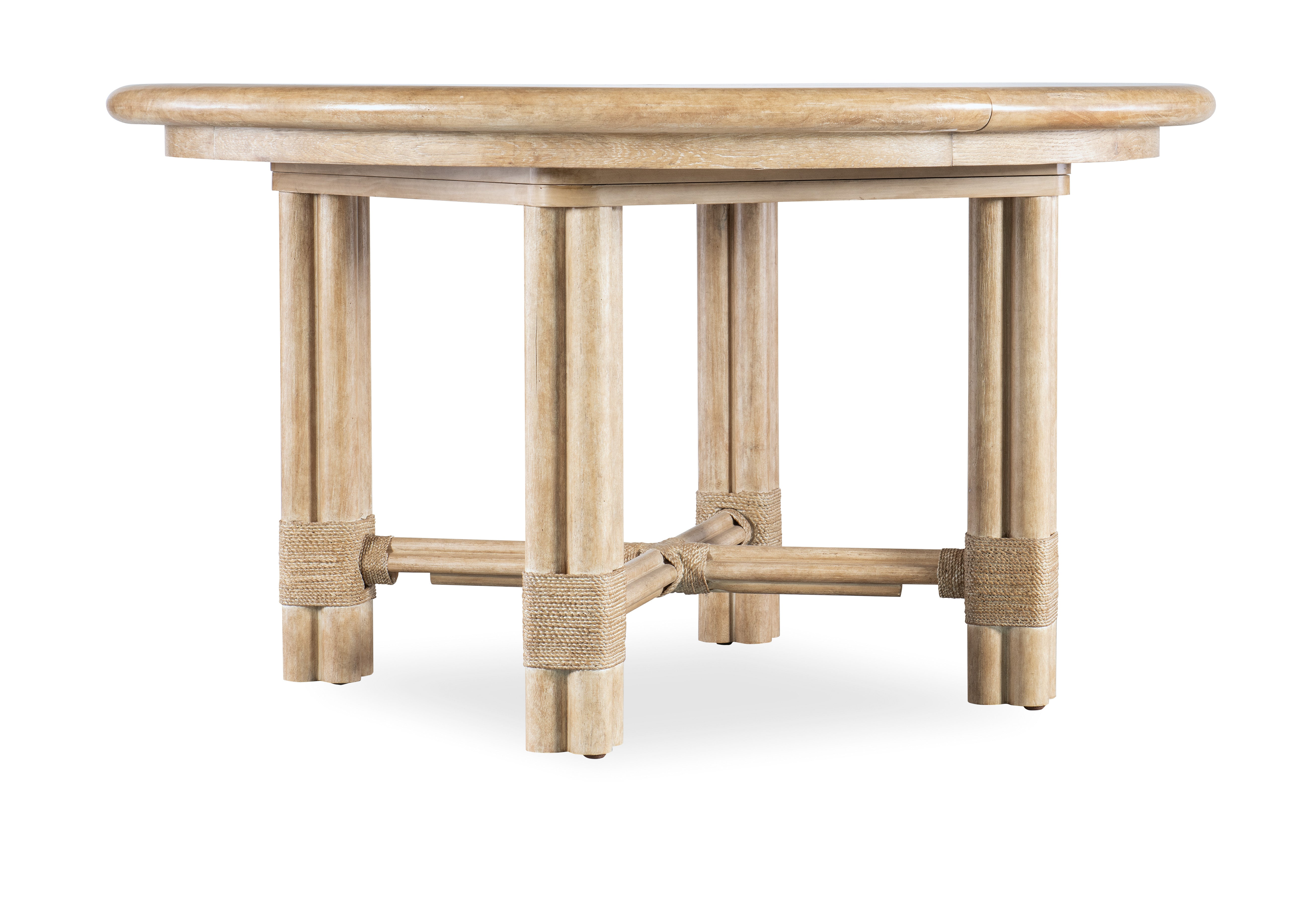 Hooker Furniture Retreat Pole Rattan Round Dining Table with 1-20in Leaf