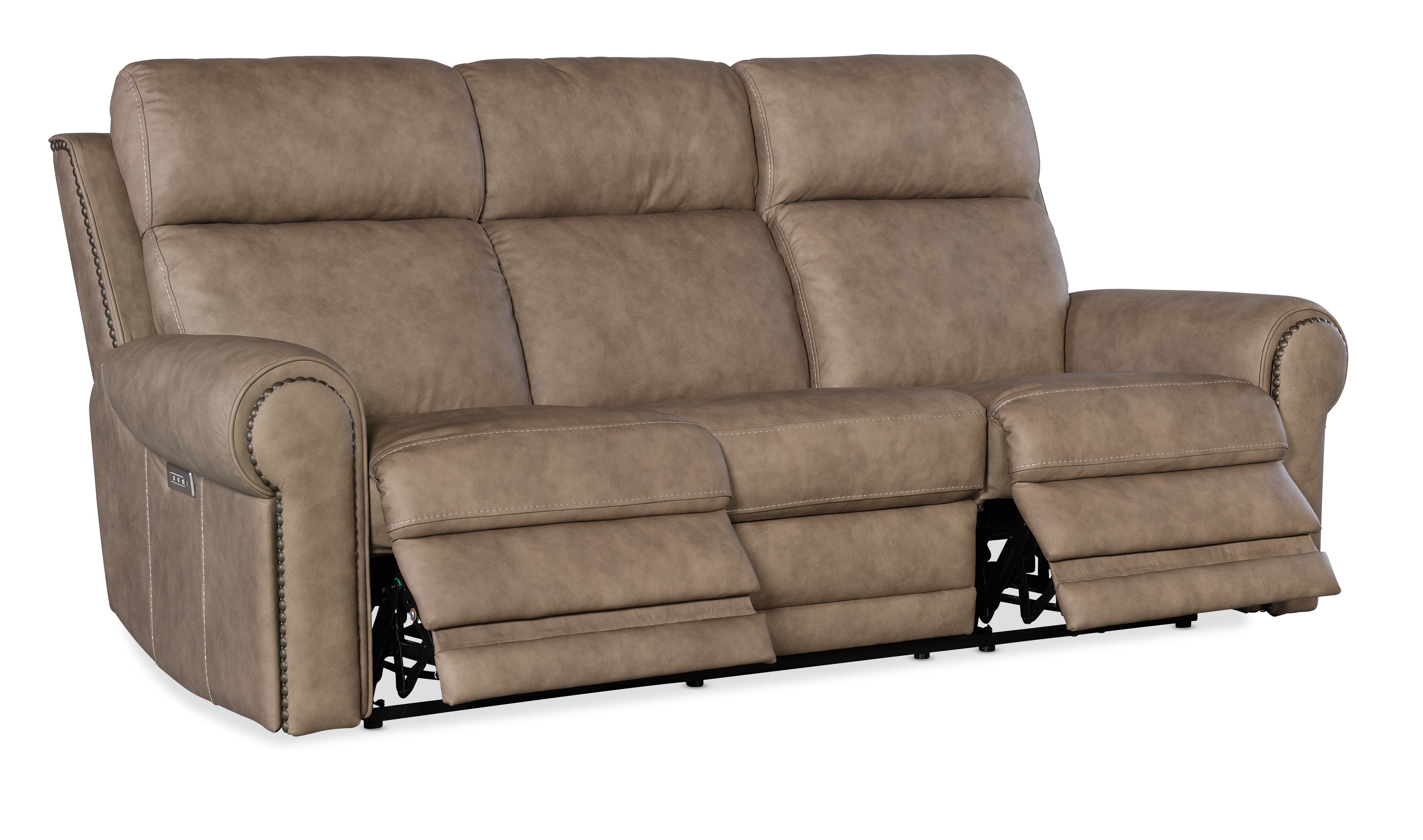 Hooker Furniture Duncan Power Sofa with Power Headrest & Lumbar in Light Brown