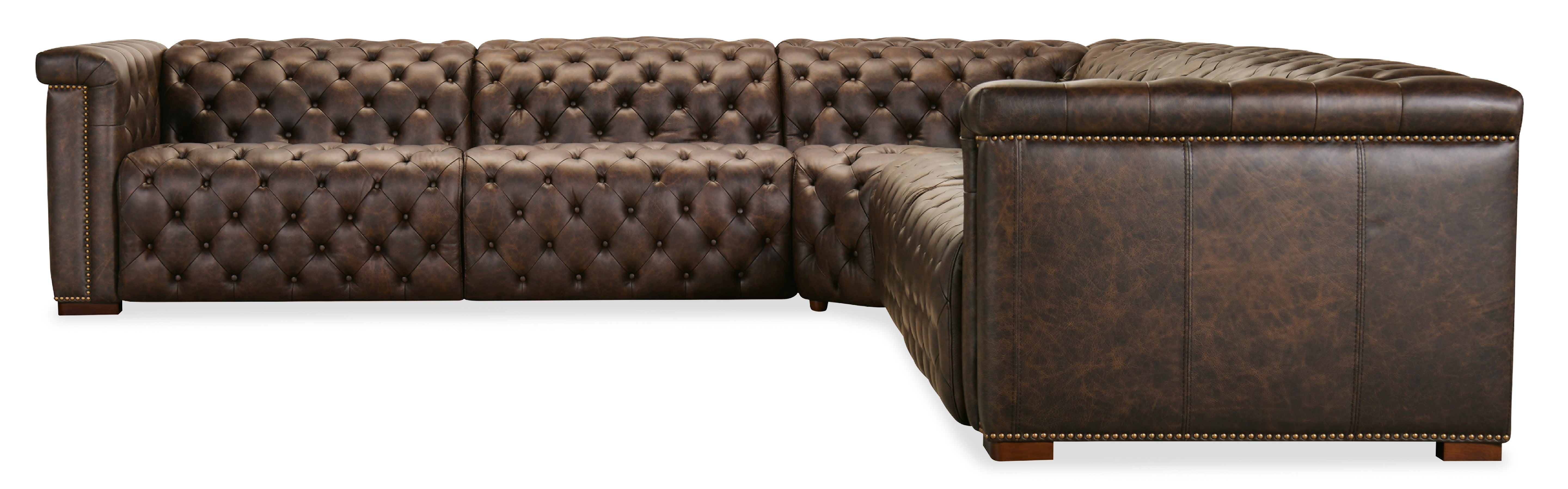 Hooker Furniture Savion Deux 5 Seat Sectional with Three Power Recliners and Six Power Headrests in Brown