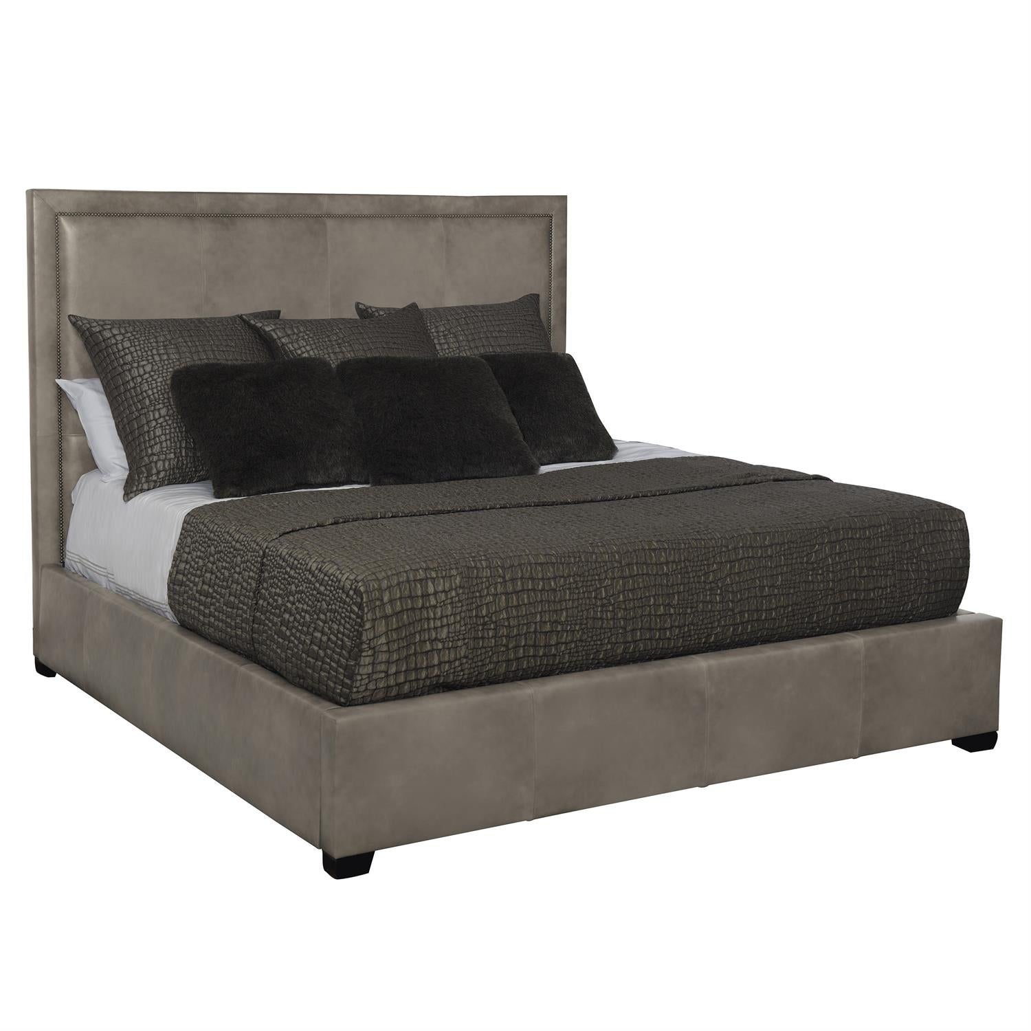 Bernhardt Furniture Morgan Leather Upholstered Bed in Espresso