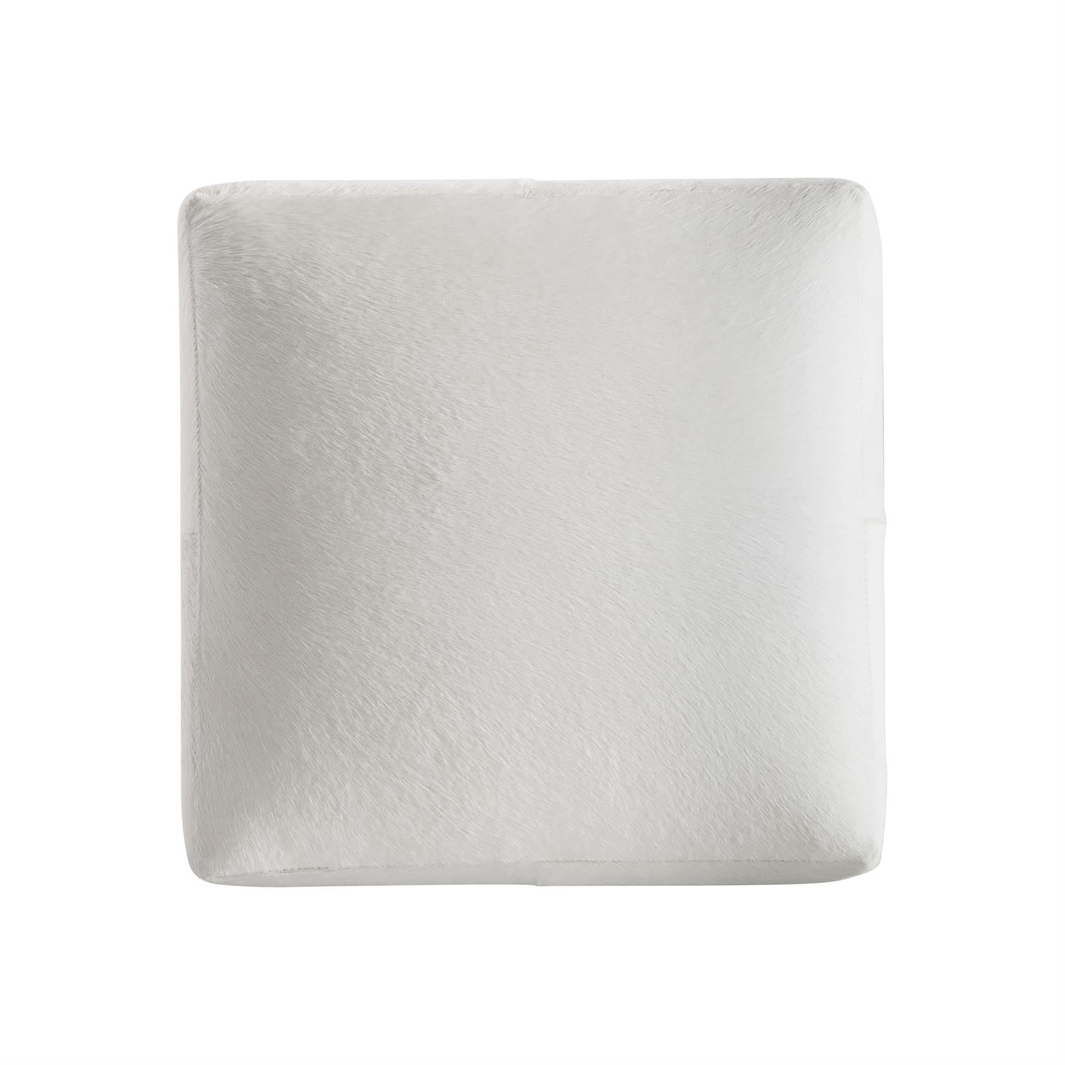 Bernhardt Furniture Aspen Leather Ottoman in Off-White