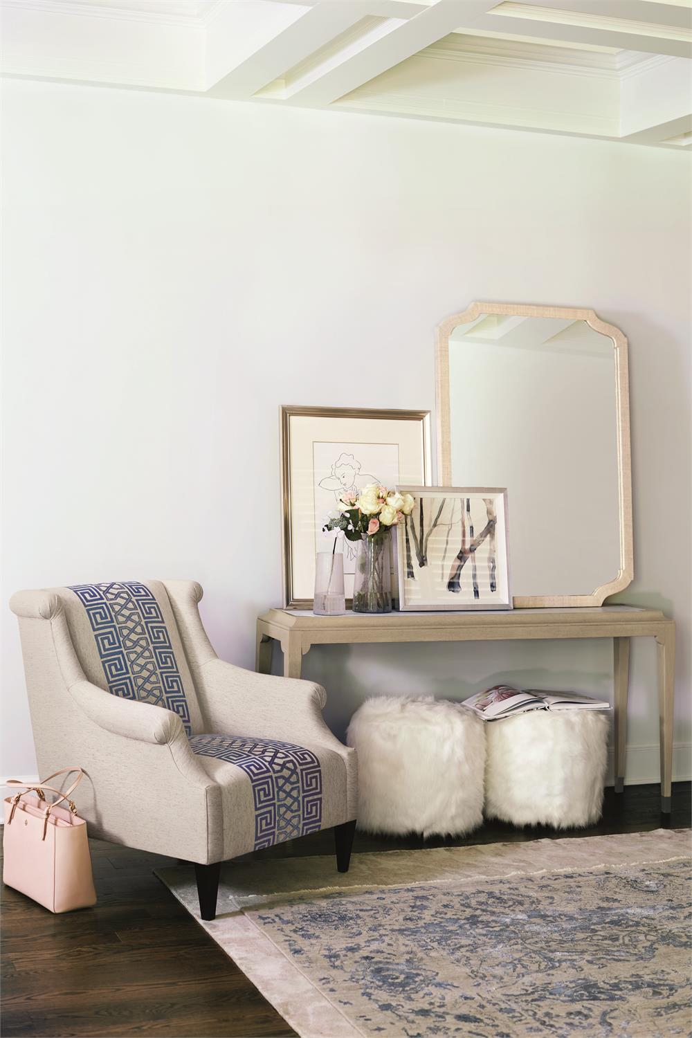 Bernhardt Furniture Pisa Fabric Ottoman in Ivory