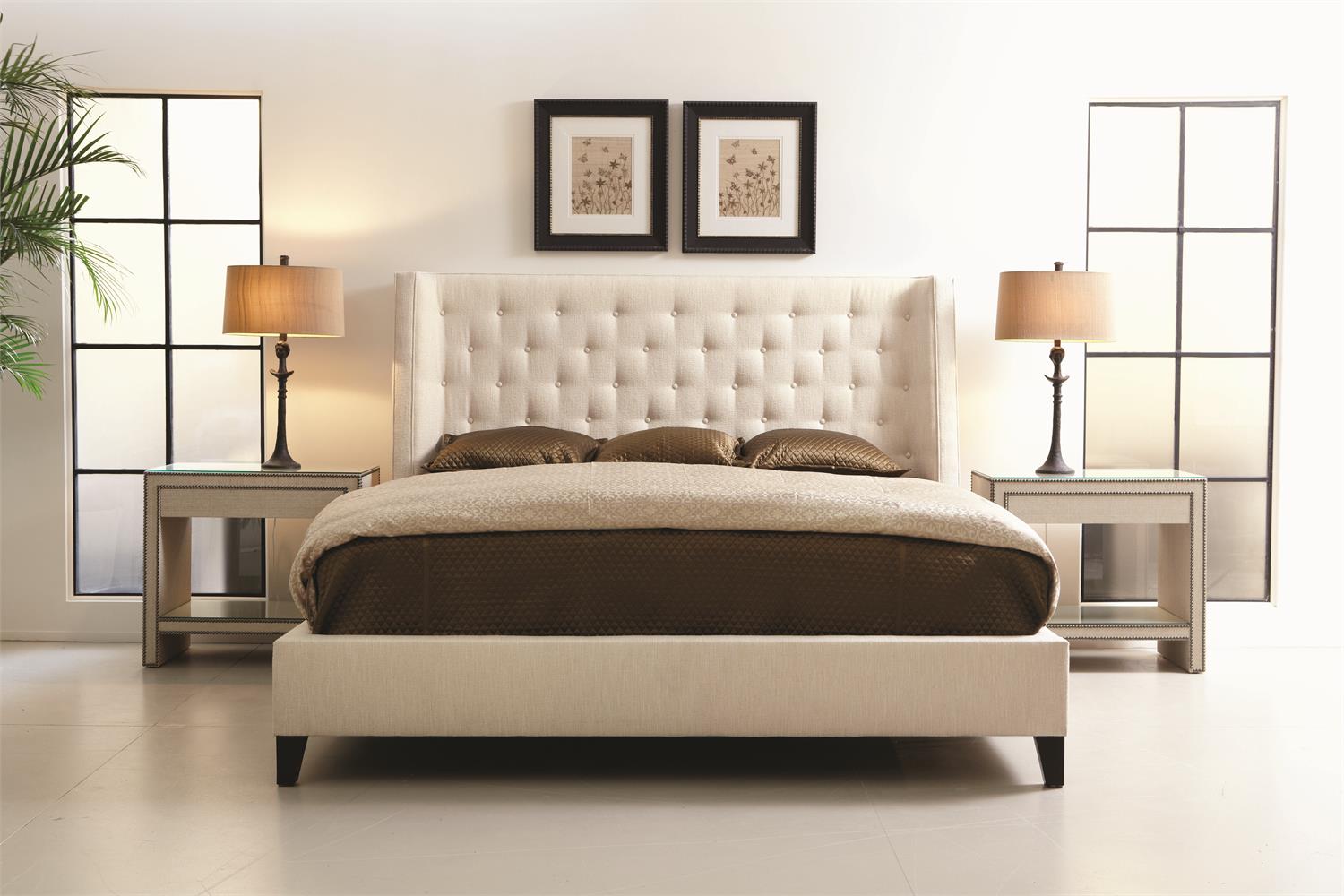Bernhardt Furniture Maxime Fabric Shelter Bed King in Espresso