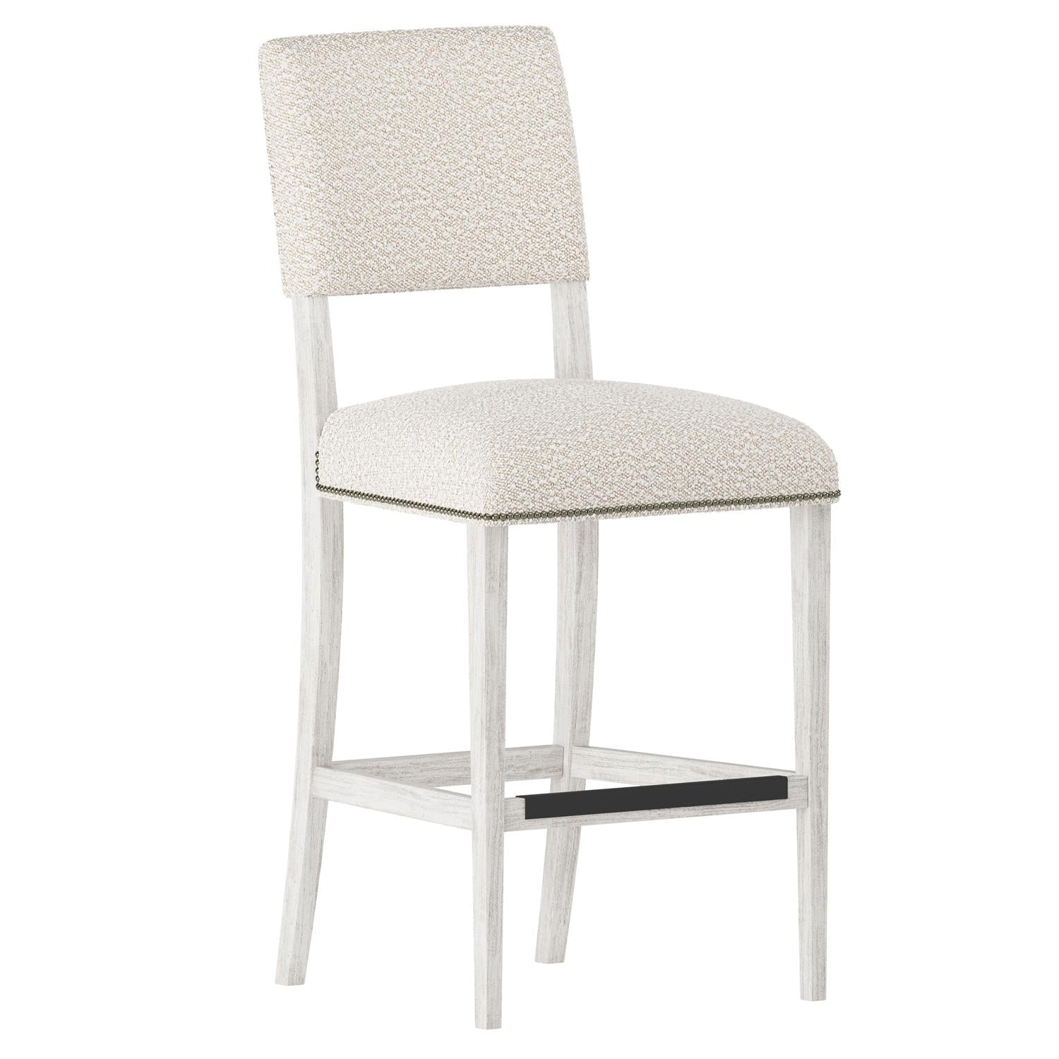 Bernhardt Furniture Moore Fabric Bar Stool in Glacier White