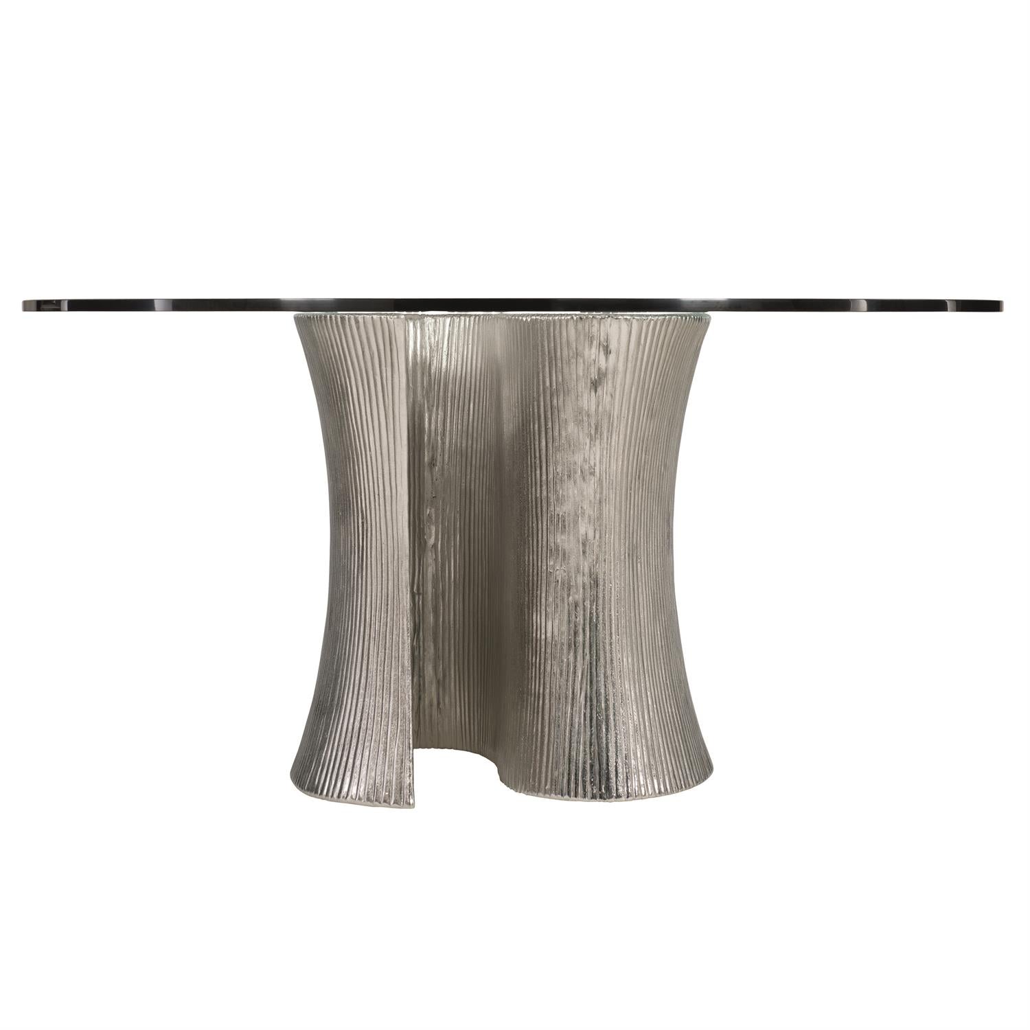 Bernhardt Furniture Serpentine 60" Round Dining Table in Bright Nickel