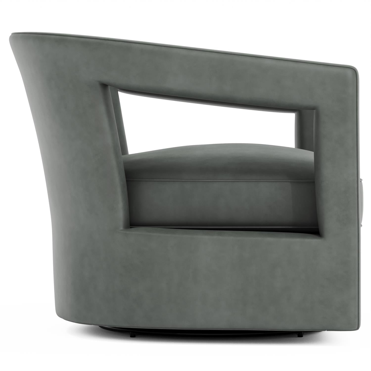 Bernhardt Furniture Alana Leather Swivel Chair in Gray