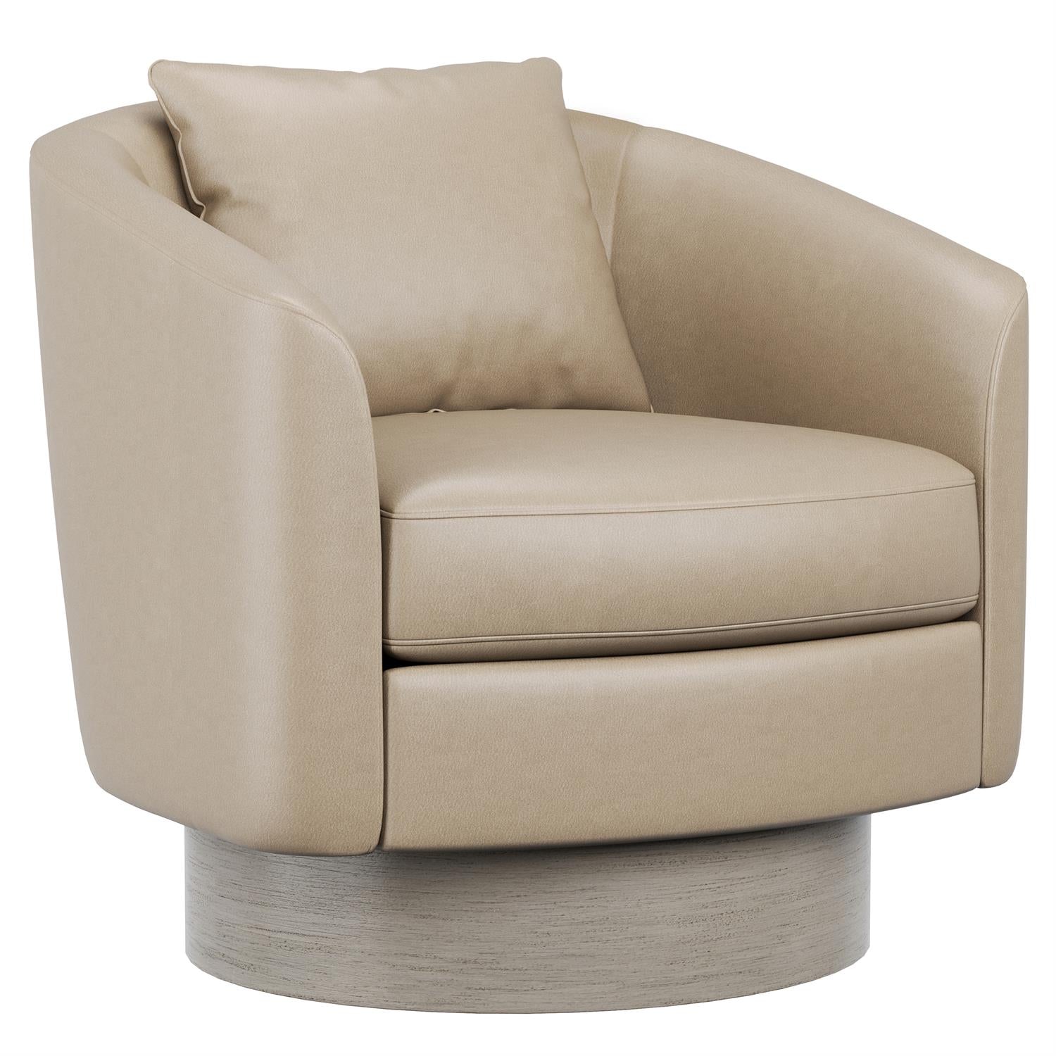 Bernhardt Furniture Camino Leather Swivel Chair in Beige