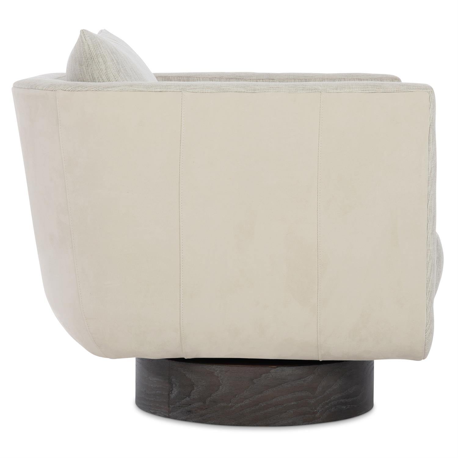 Bernhardt Furniture Gemma Leather-Fabric Swivel Chair in Off-White