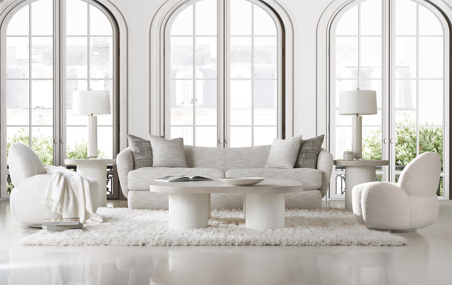 Bernhardt Furniture St. Jean Fabric Swivel Chair in Greige